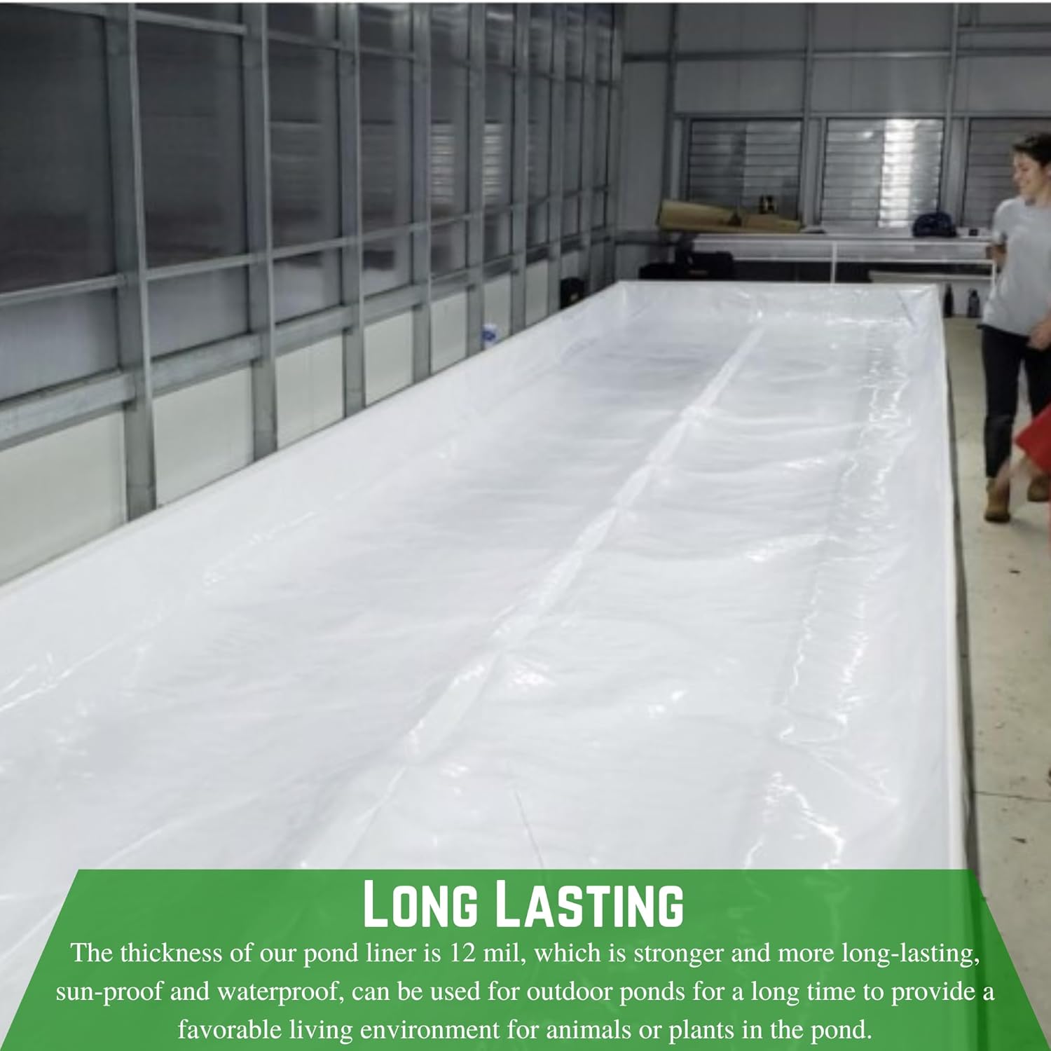 Farm Plastic Supply - 12 Mil String Reinforced Black/White Pond Liner - 12 Mil Fish Pond Liner, Pond Liners for Outdoor Ponds, Koi Ponds, Garden Fountain, Containment Liner (6' x 10')