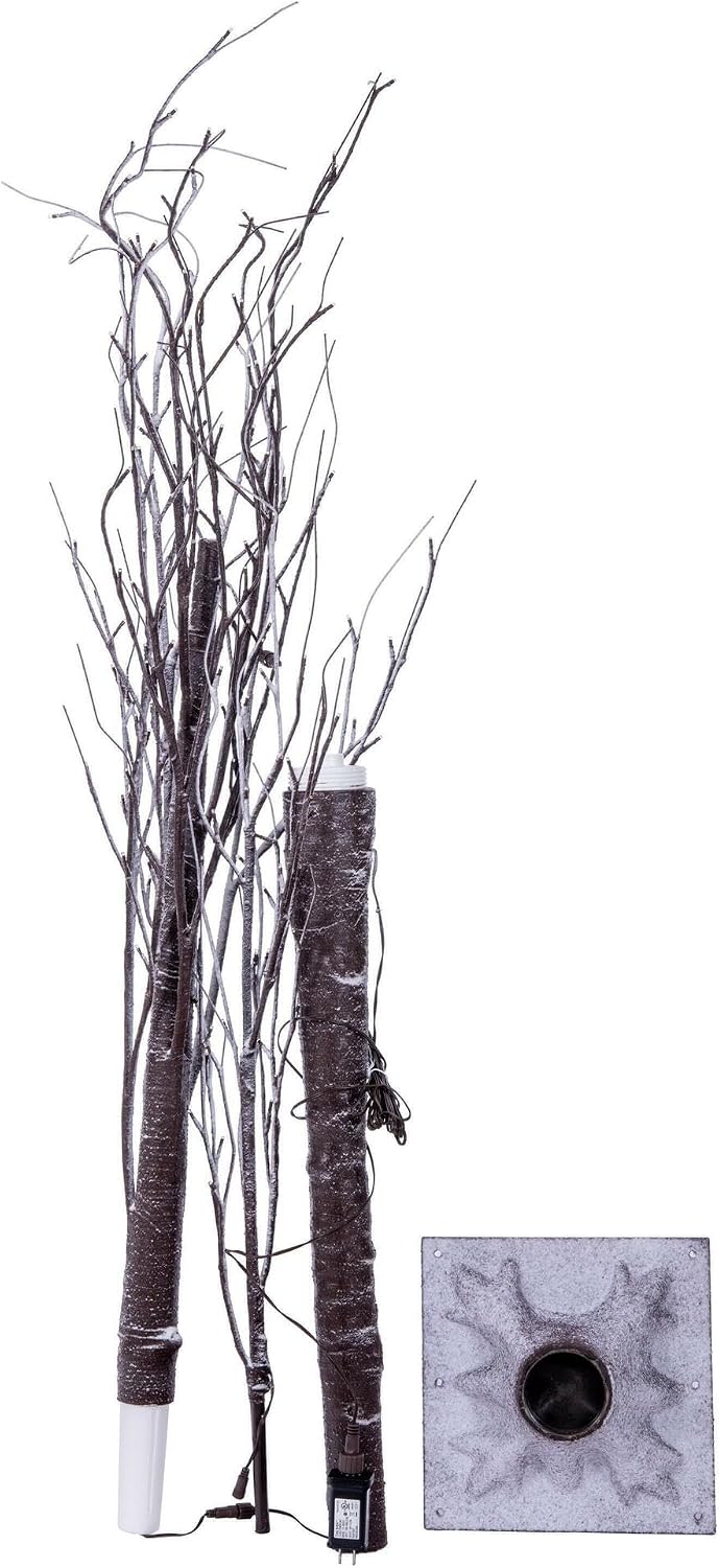Vickerman 8' Brown Frosted Twig Tree, Warm White 3mm Wide Angle LED Lights