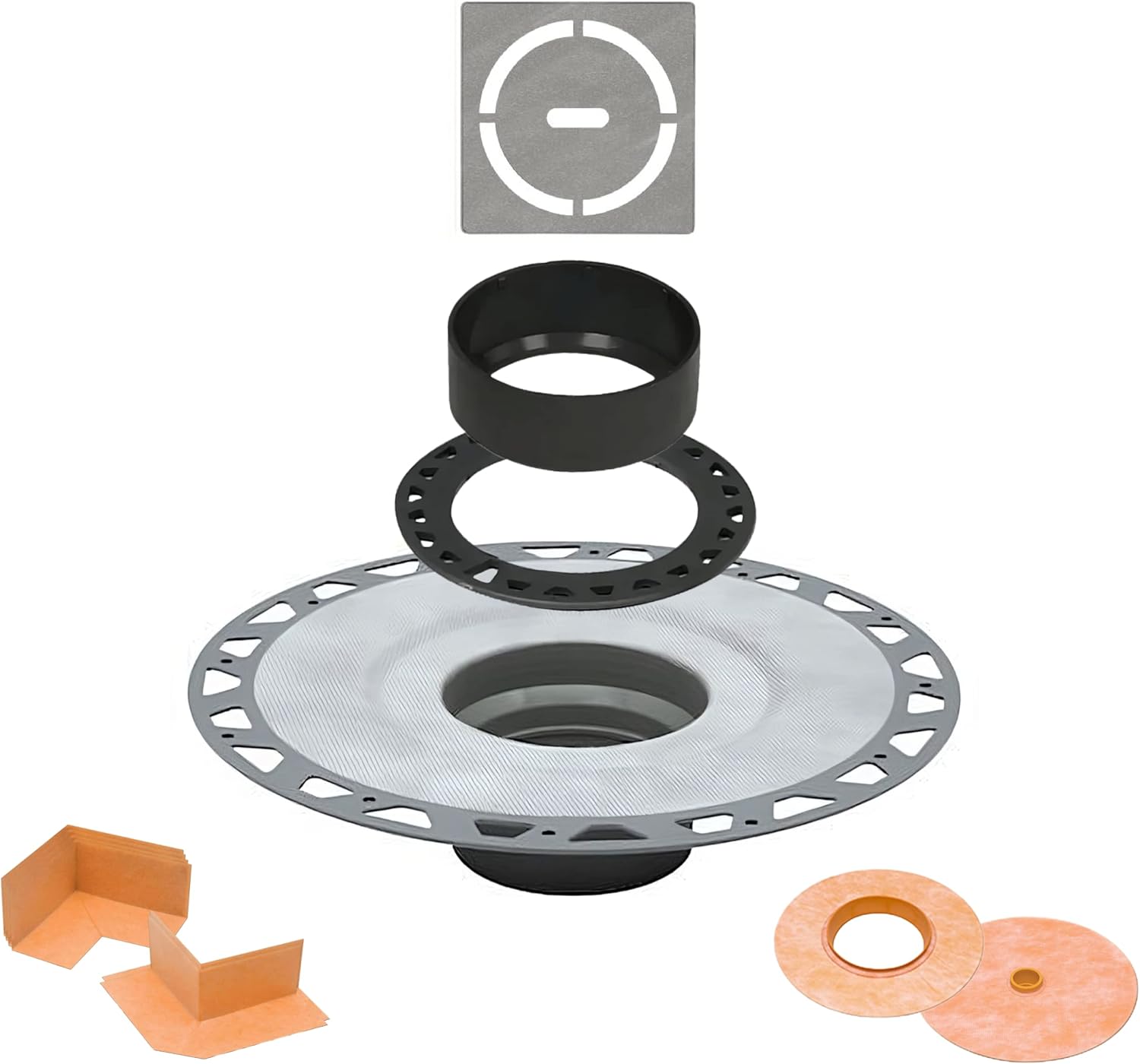 Schluter Systems Kerdi Shower Drain Cover Kit with Vertical PVC 2 Inch