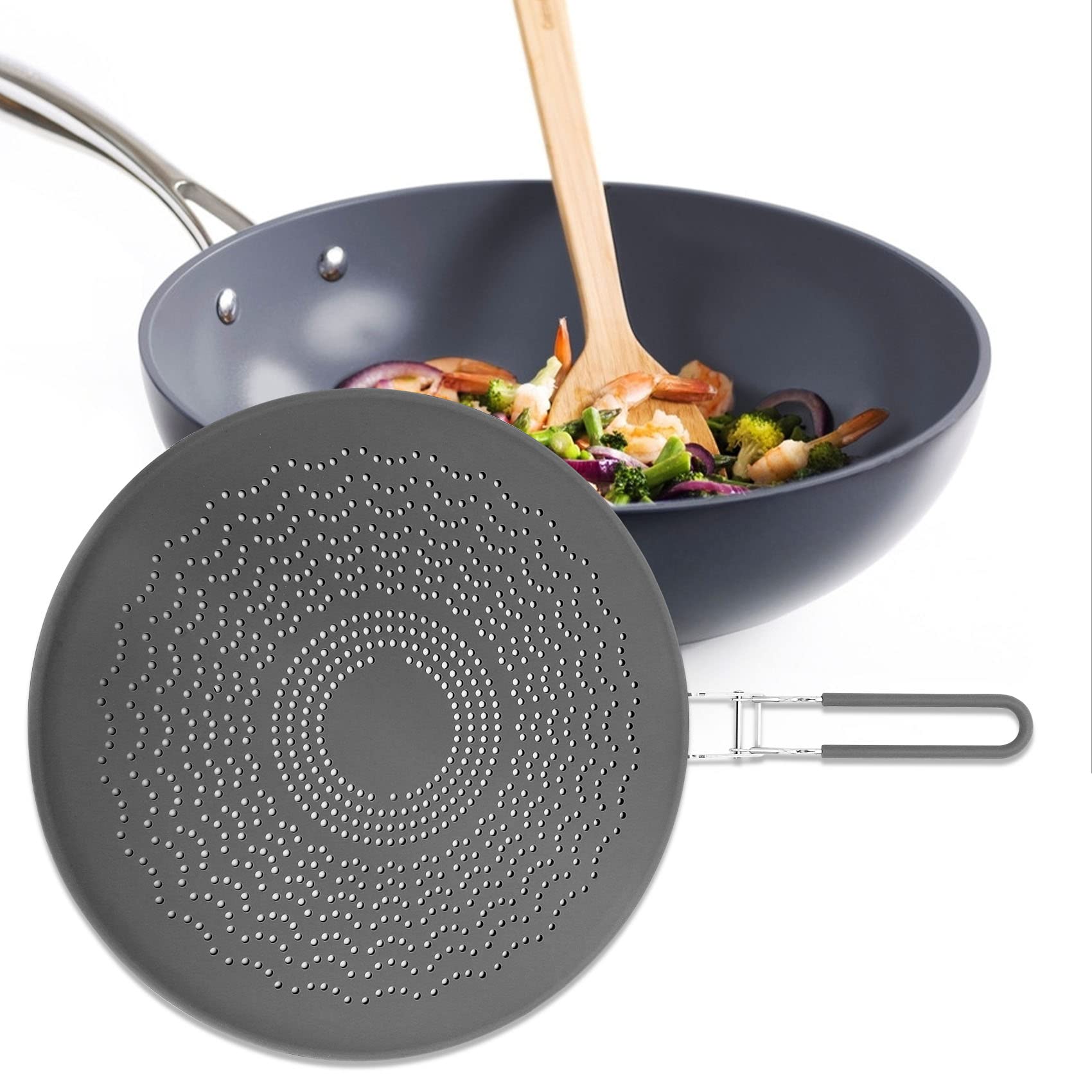 Silicone Grease Splatter Guard For Frying Pan – Heat Resistant Splash Guard, Strainer & Trivet Mat - View #4