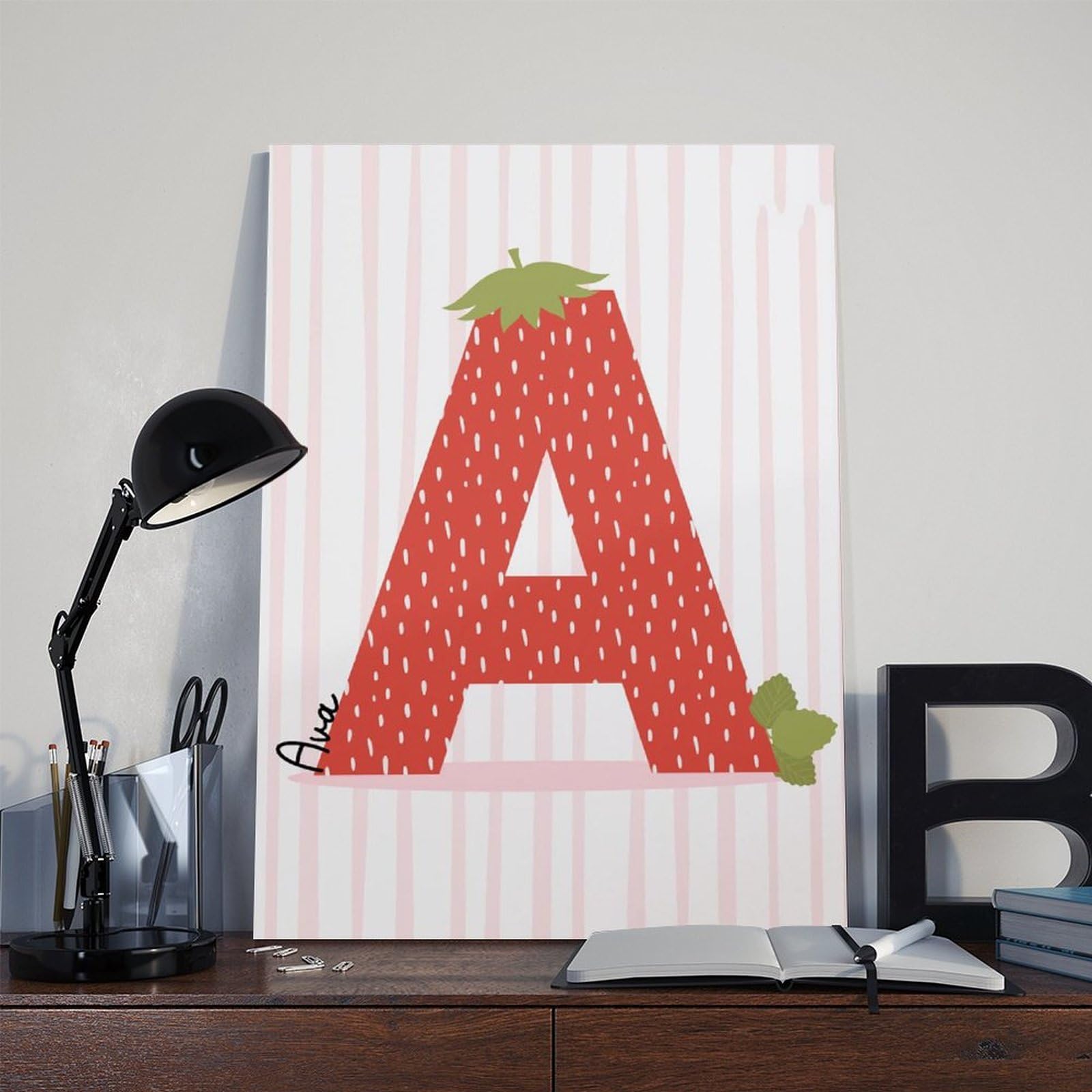 Poster sur toile avec motifs de l'alphabet de A à Z - Décoration murale pour salon, chambre à coucher - 50 x 75 cm