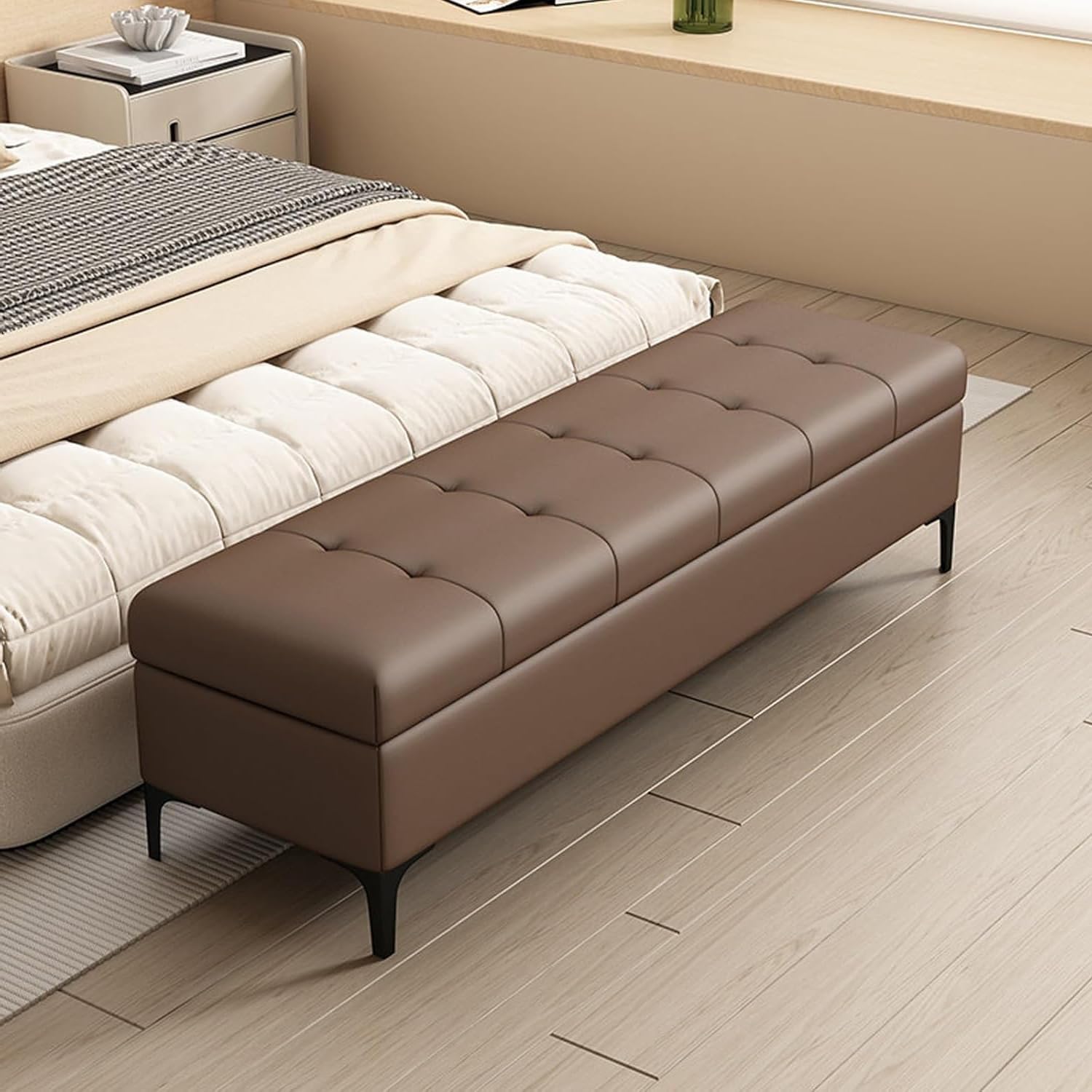 Repose-pieds ottoman rectangulaire pour bout de lit déco