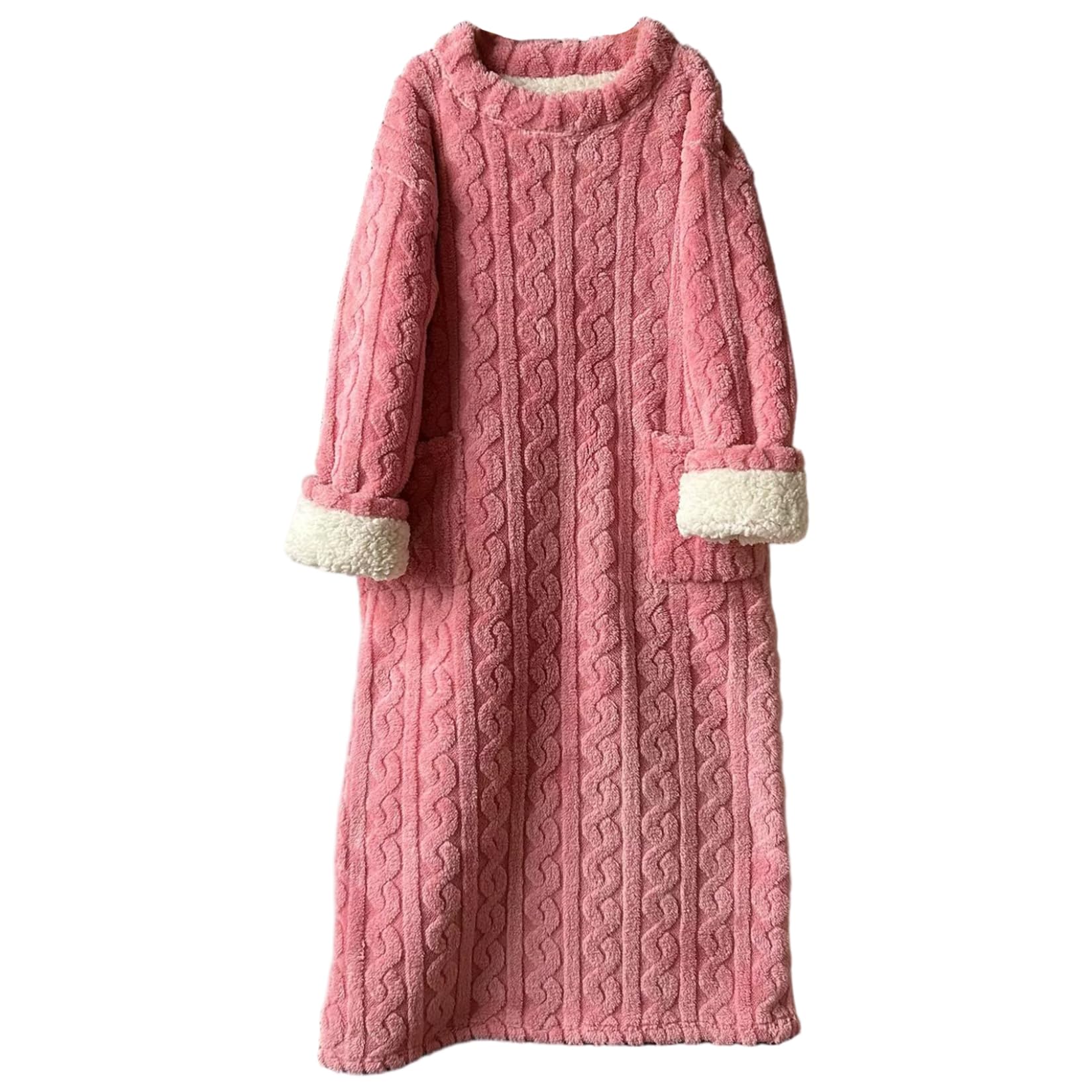 Camisones de Invierno para Mujer, Camisones de Invierno para Mujer, Forro Polar difuso, Acogedor, de Felpa, cálido, para, Ropa de Dormir