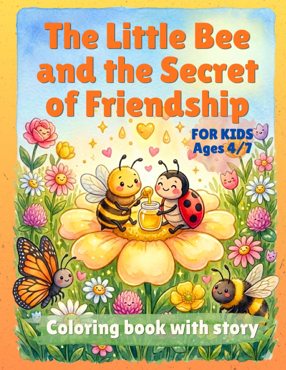 A Little Bee and the Secret of Friendship: Colouring book with story (A Gentle Collection of Children’s Stories About Emotions, Kindness and Growing Hearts)