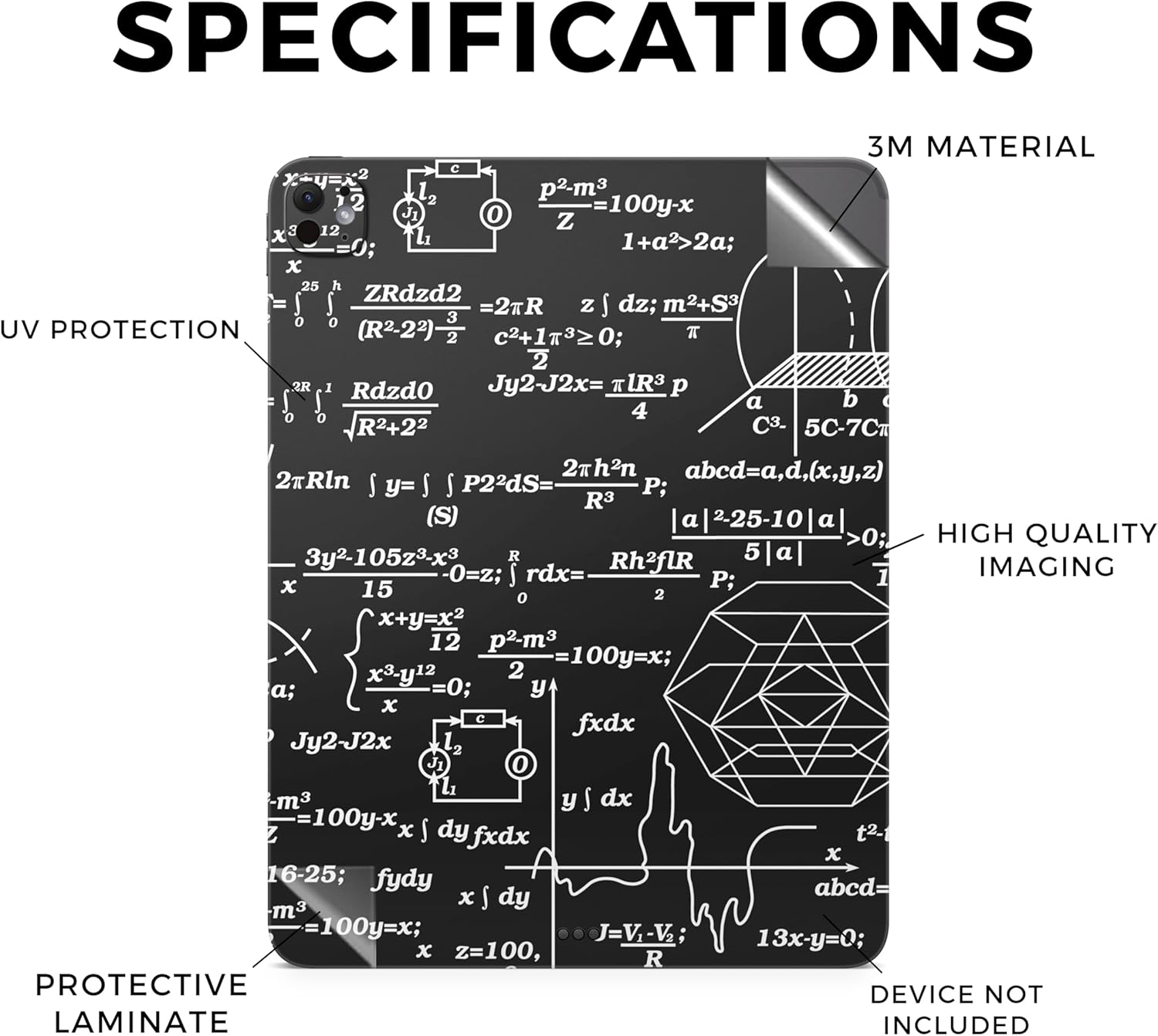 Skin Compatible with Apple iPad Pro 13 (M4) 2024 - Mathematical - Premium 3M Vinyl Protective Wrap Decal Cover - Easy to Apply | Crafted in The USA by MightySkins