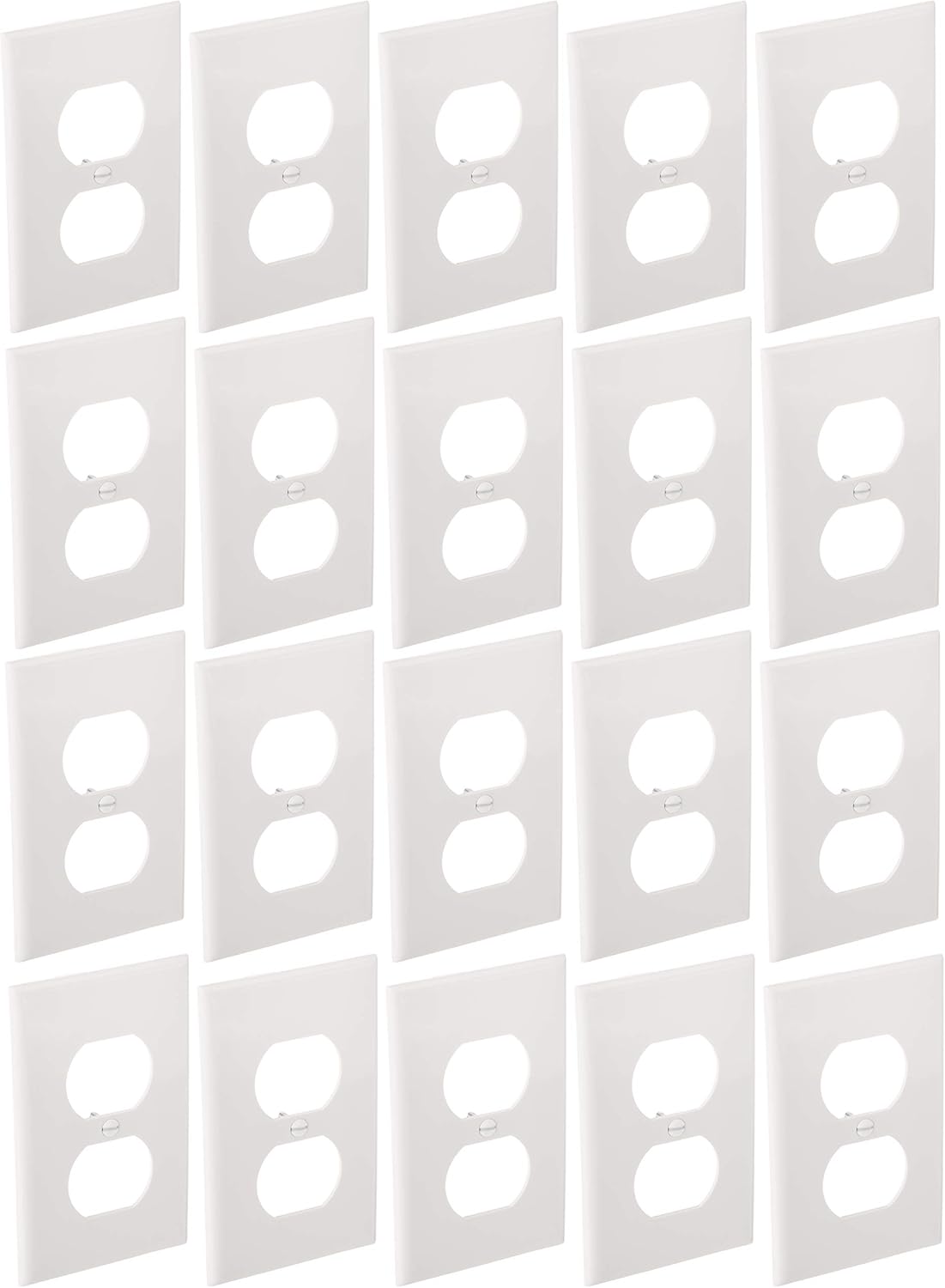 Leviton 80703-W 1-Gang Duplex Device Receptacle Wallplate, Standard Size, Thermoplastic Nylon, Device Mount, 20-Pack, White