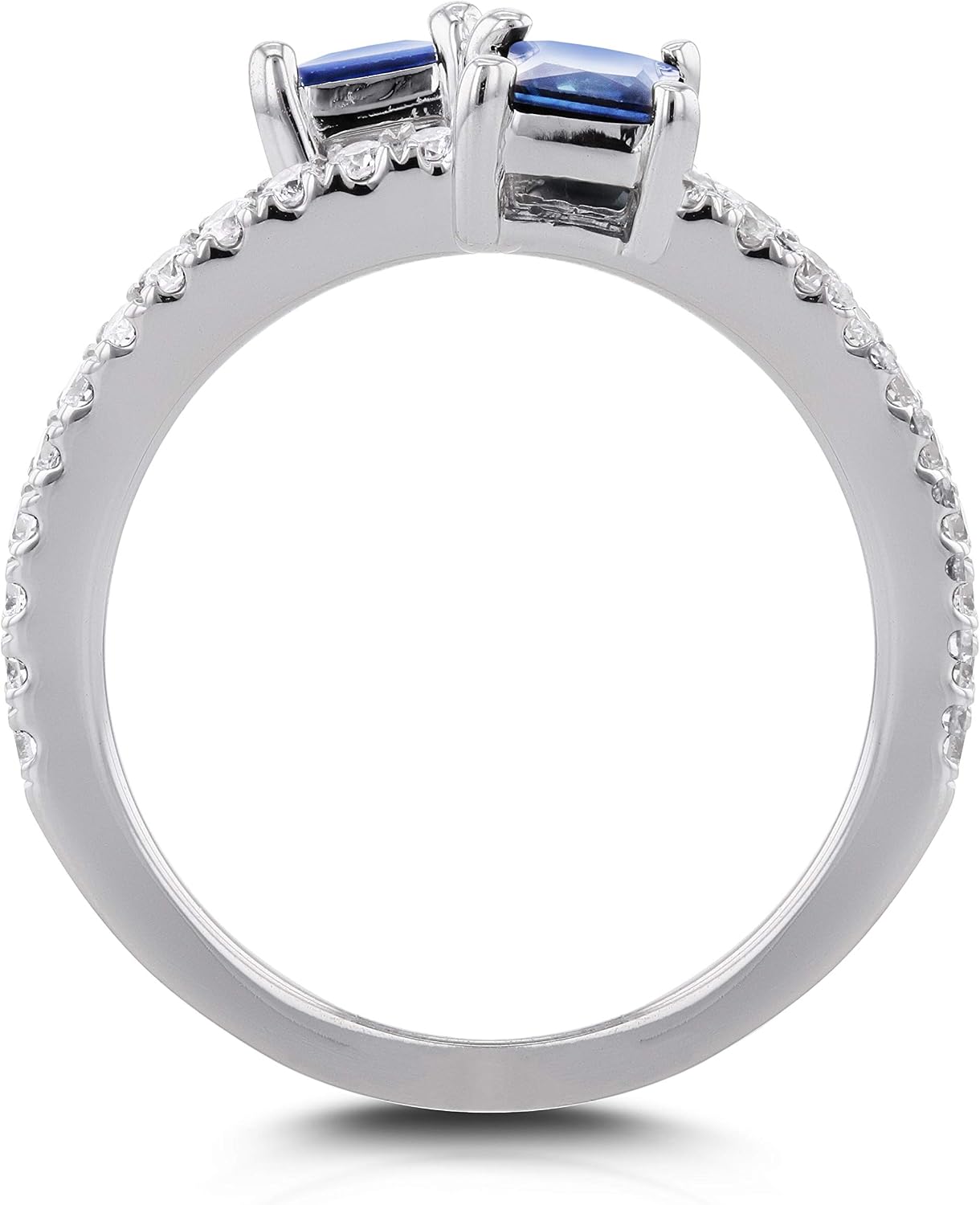 Kobelli Two Collection Sapphire and Diamond 2-Stone Wrap Over Ring 7/8 CTW in 14k White Gold
