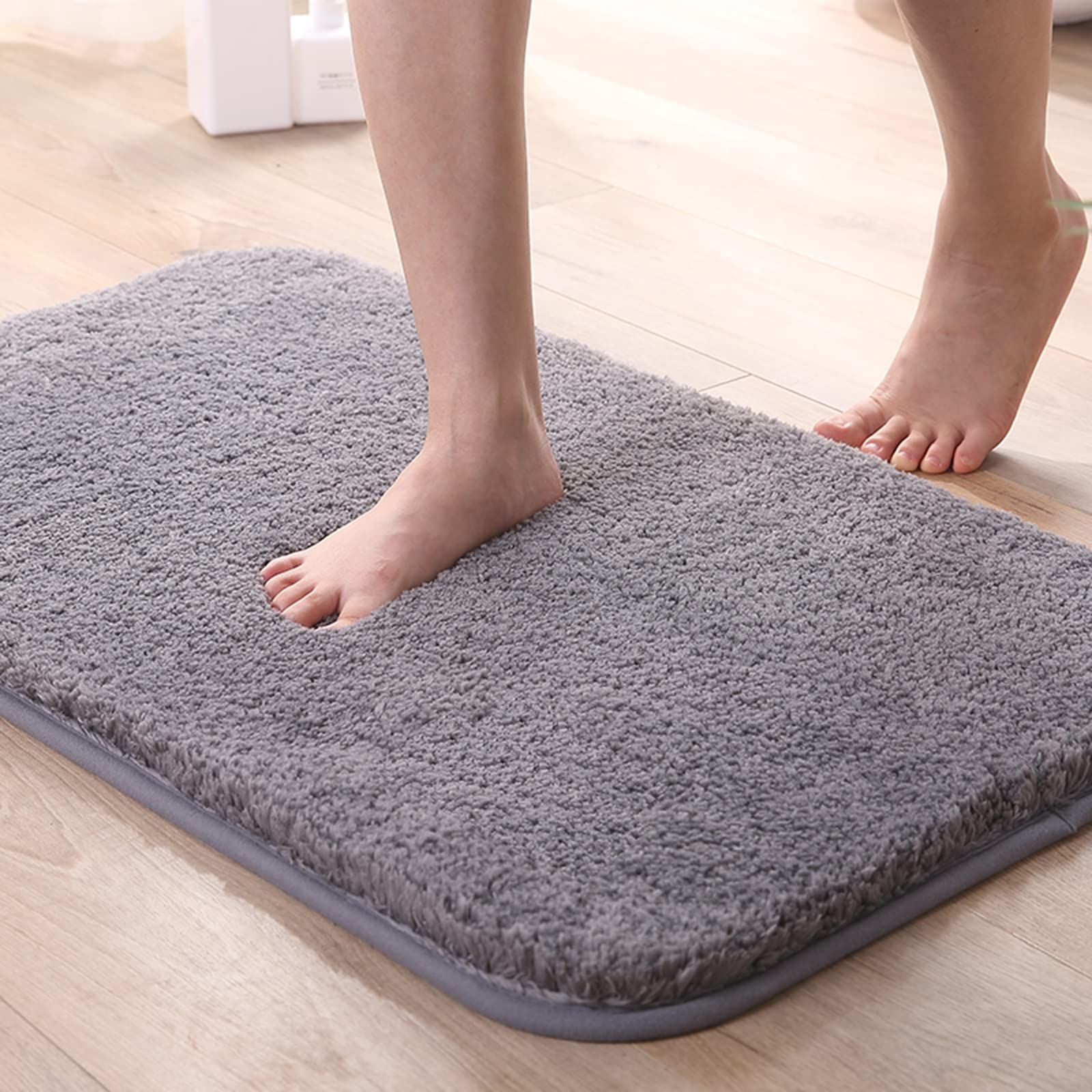 Alfombrilla de Ducha, Alfombra de baño Alfombrilla Antideslizante, Alfombrillas Suaves y absorbentes for, Microfibra esponjosas Gruesas 1,2 Pulgadas, Ducha Lavables a máquina(Dark Blue,60x90cm)