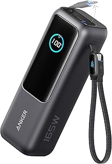 Anker Power Bank, 25.000mAh Carregador Portátil para Notebook, 3-Portas 100W USB-C, Cabos Retráteis Integrados, Aprovado para Viagens Aéreas, Compatível com iPhone 16/15, MacBook, Samsung e Mais