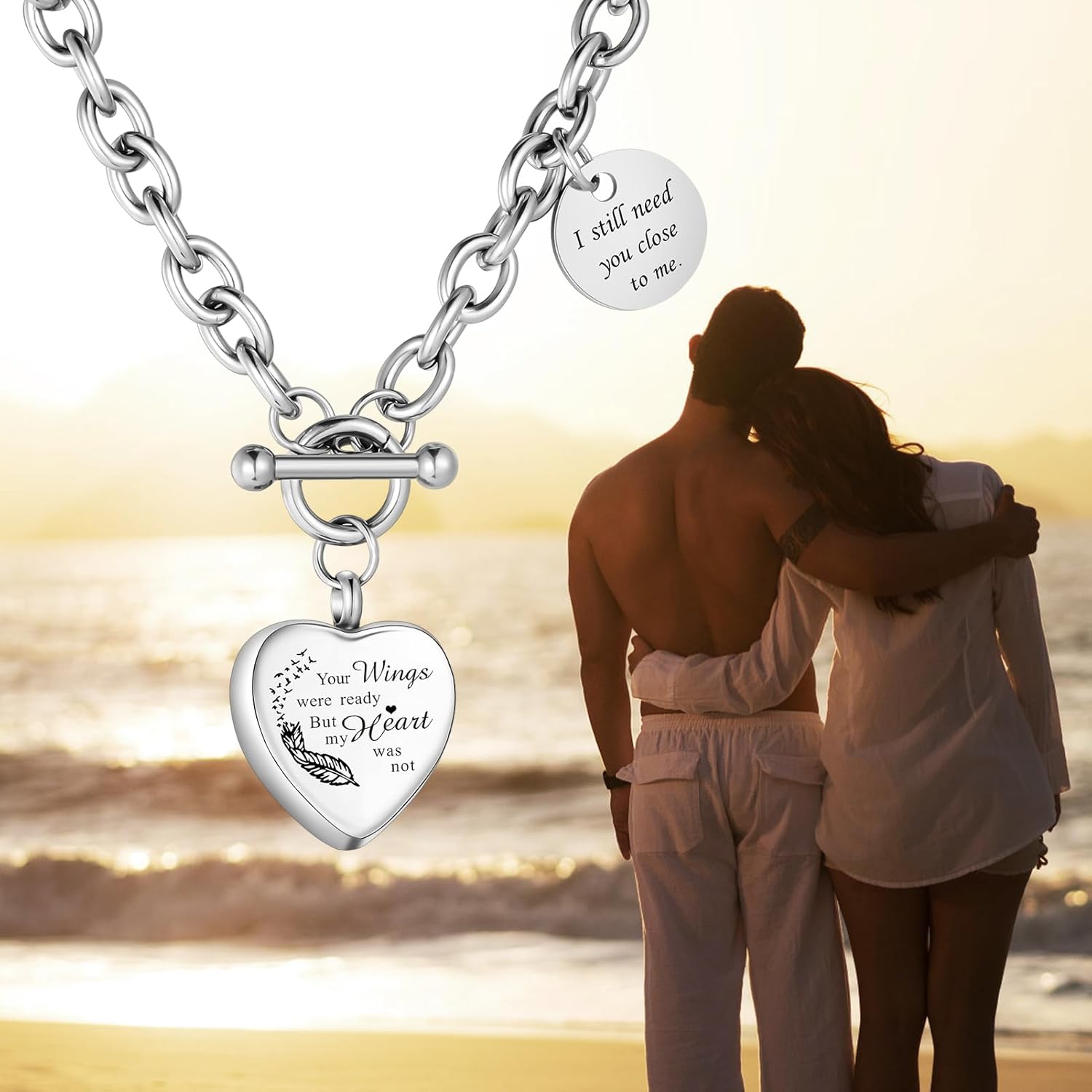 XIUDA Heart Cremation Urn Necklaces for Ashes Locket Cremation Jewelry for Human Ashes Stainless Steel Memorial Keepsake Pendant for Women - Image 6