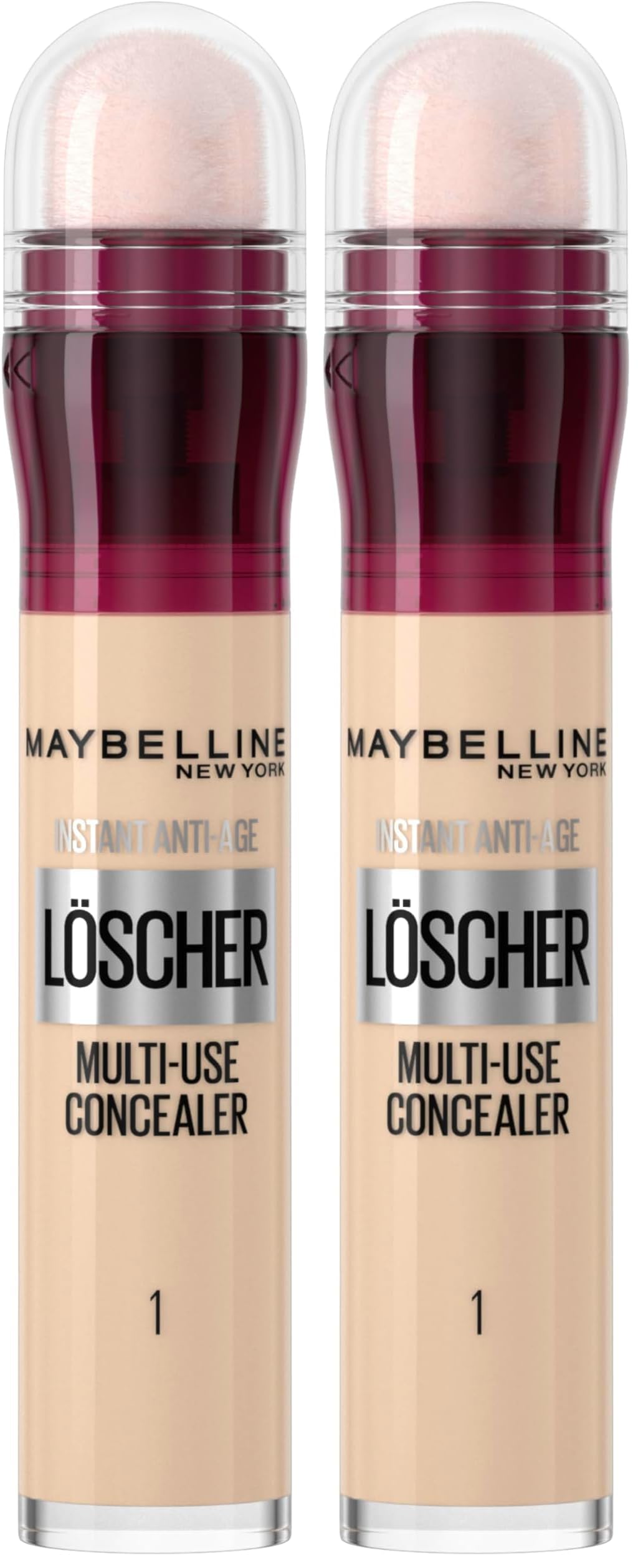 Maybelline New York Abdeckstift, Instant Anti-Age Effekt Concealer, Löscher Mit Mikro-Lösch-Applikator, Nr. 01 Light, 6,8 Ml (Packung mit 2)