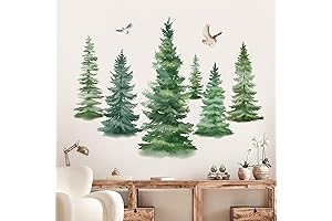 Wall Decals Emblazoned with Six Watercolor Pine Trees