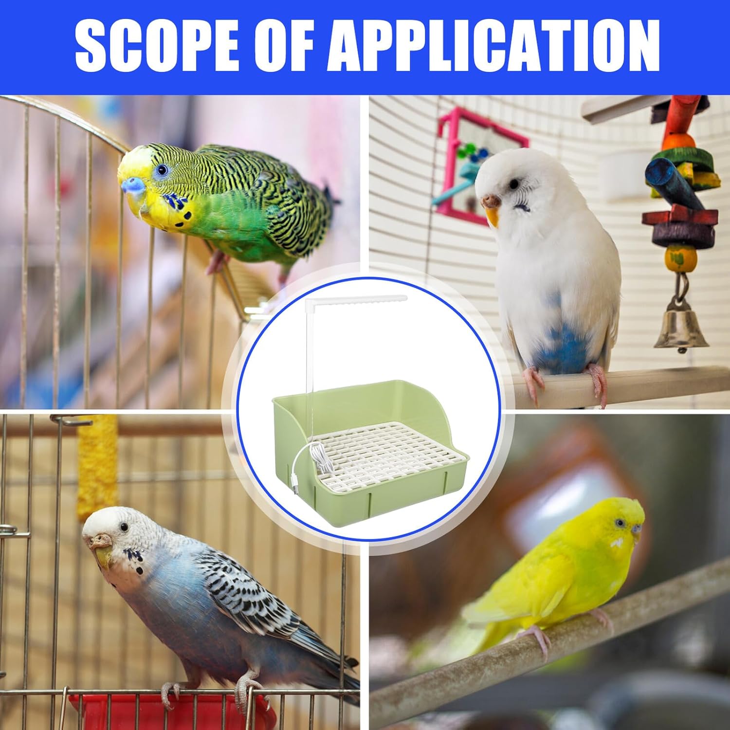 balacoo Automatic Circulating Water Bird Bath Tub with Shower Head Green Bird Bath Fountain for Indoor and Outdoor Includes Dual Pipe and Water Pump for Parrots