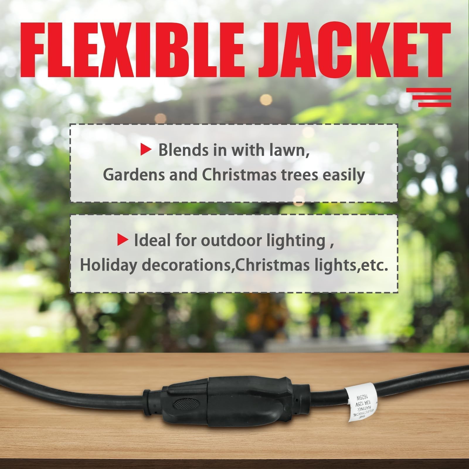 EP 6 Ft Outdoor Extension Cord - 16/3 SJTW Durable Black Electrical Cable with 3 Prong Grounded Plug