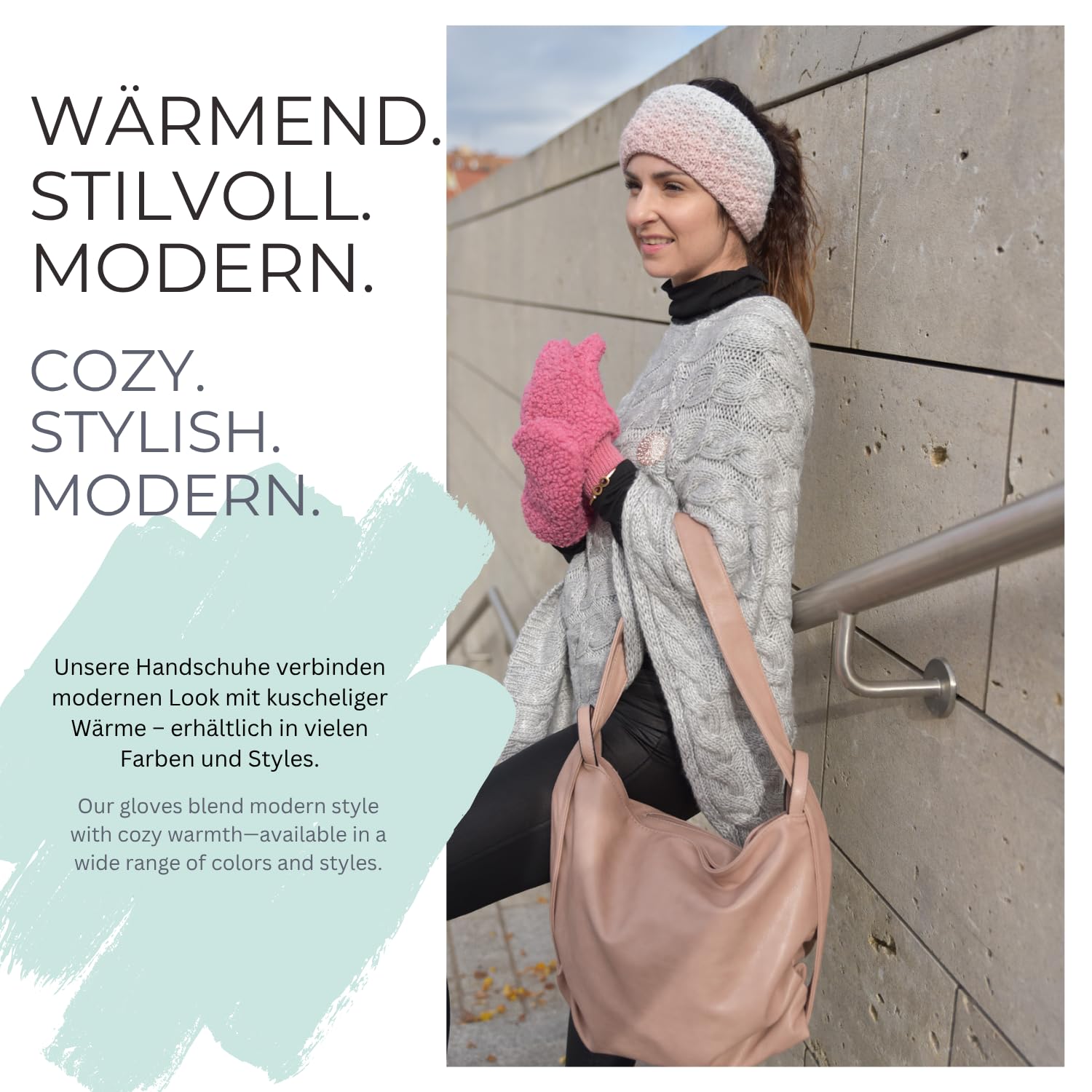 styleBREAKER Damen Winter Fäustlinge in Teddyfell Optik, warme Handschuhe, Thermo-Fleece Futter, Strickhandschuhe 09010044
