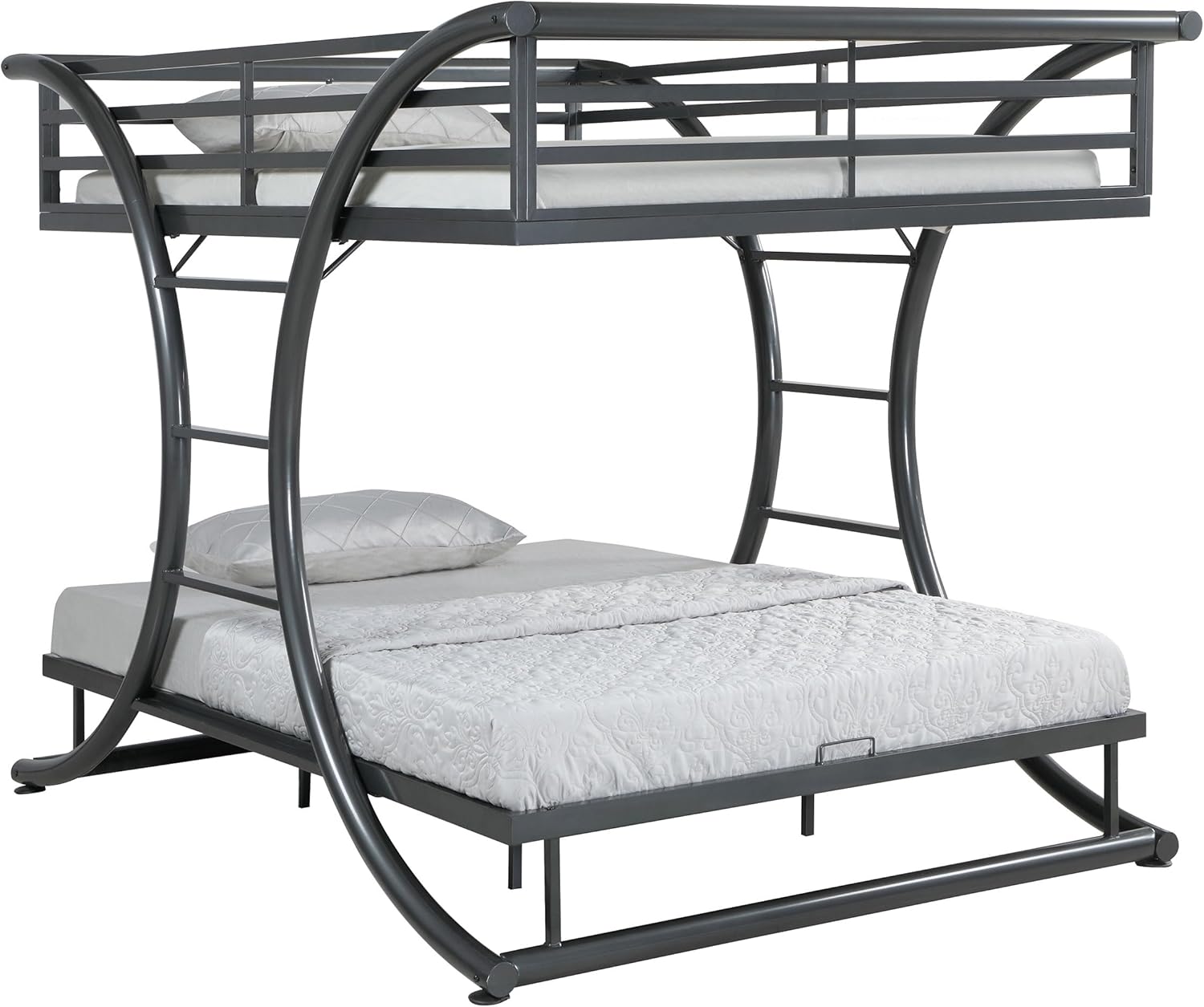 Coaster Home Furnishings Stephan Rustic Metal Full Over Full Size Bunk Bed Frame with Ladder and Guardrails Fully Slatted Mattress Ready Foundation Gunmetal 460078