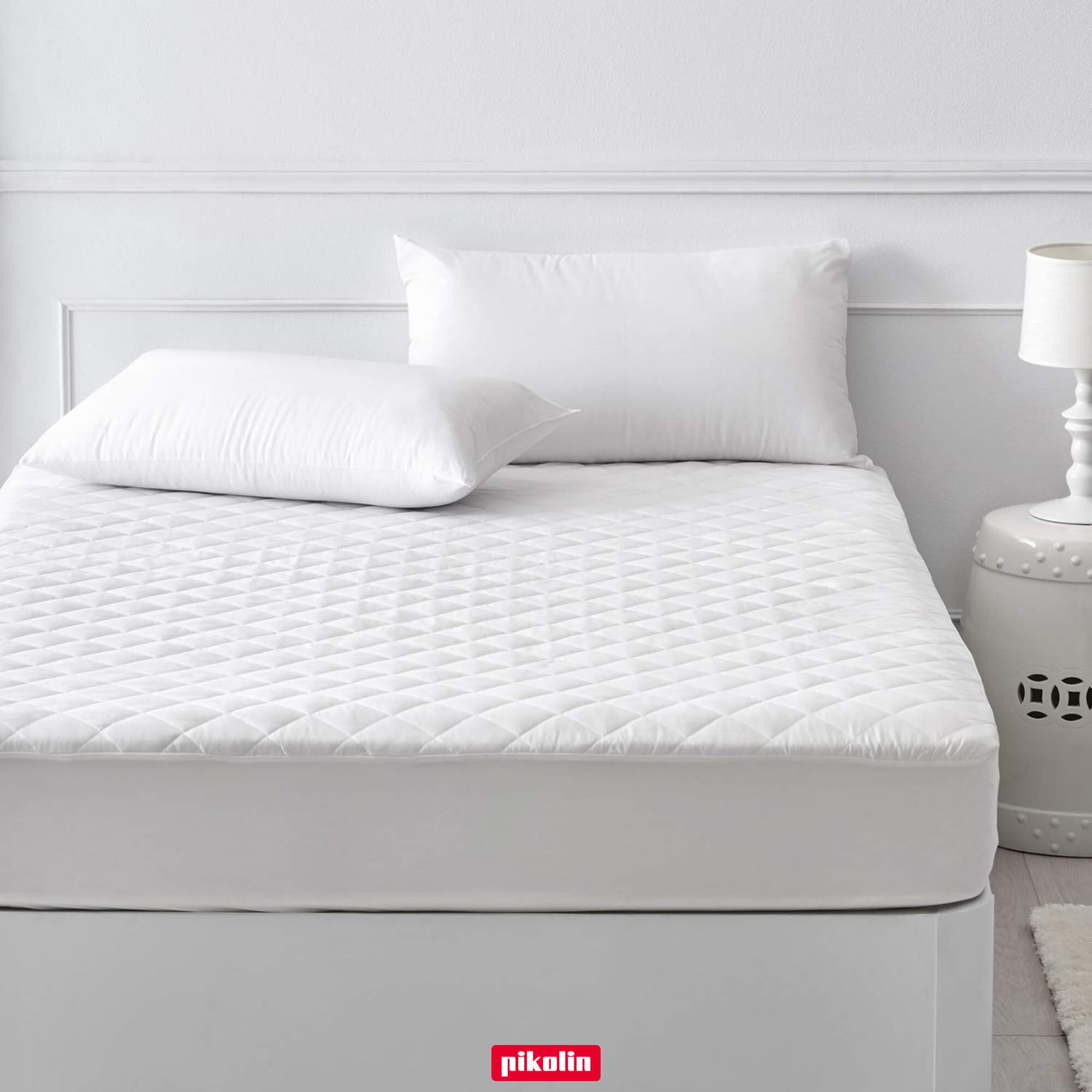 PIKOLIN - Coprimaterasso Impermeabile Aloe Vera 160x200 cm | Trapuntato per Pelli Sensibili, Traspirante | Faldone Elastico 32 cm, Lavabile in Lavatrice | Certificato OEKO-TEX