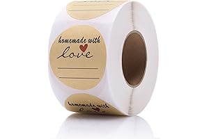 1.5" Homemade with Love Stickers, 500 Pack Kraft Jar Cookie Stickers