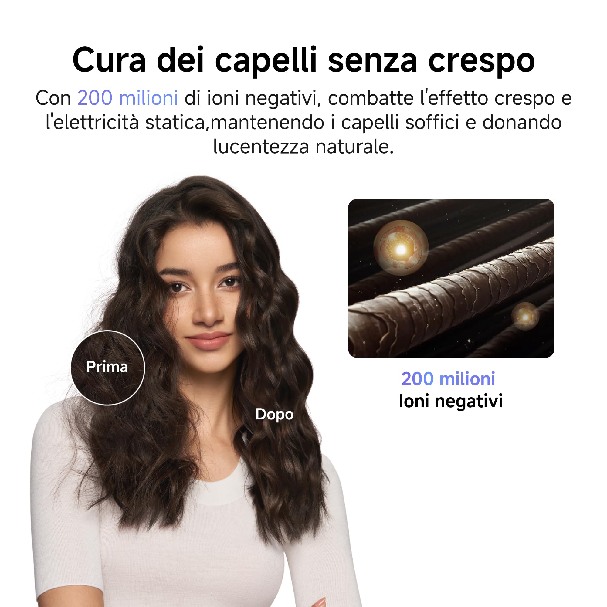 Laifen Neo Asciugacapelli ad Alta Velocità Con Motore Brushless da 110.000 Giri/Min, 200 Milioni di Ioni Negativi, Controllo Intelligente della Temperatura, 2 Ugelli Magnetici(Viola)