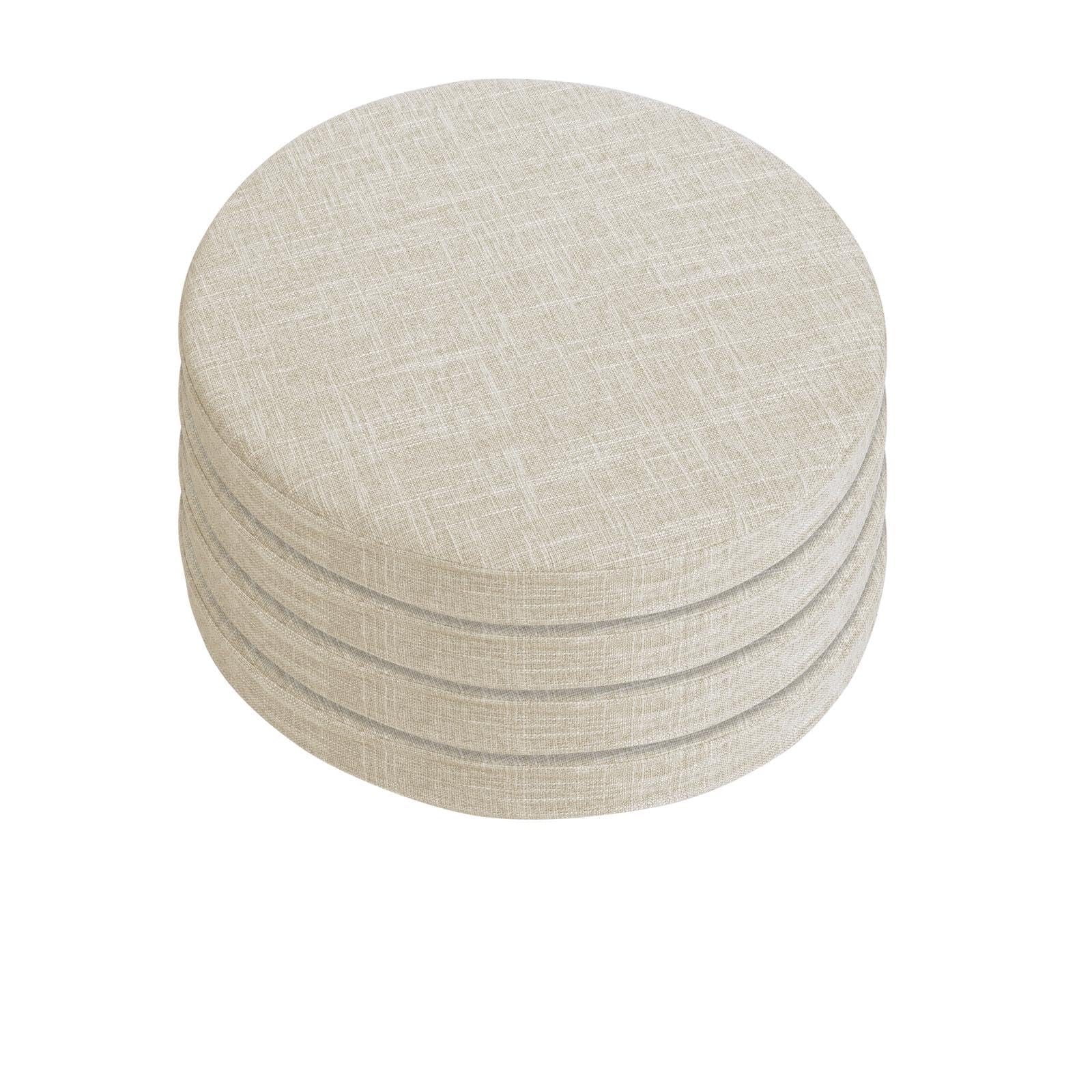 Stuhlkissen Rund 41 * 5cm Stuhlkissen mit Bändern Sitzkissen Stuhl Chair Cushion Sitz Kissen waschbar doppelte Anti Rutsch elastisch Sitzpolster für Stühle Outdoor Indoor (4pcs-beige)