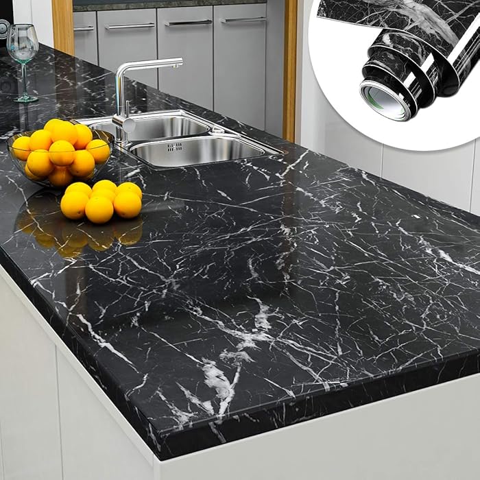 Buy YENHOME Marble Black Contact Paper 17.7x118 inches Self Adhesive