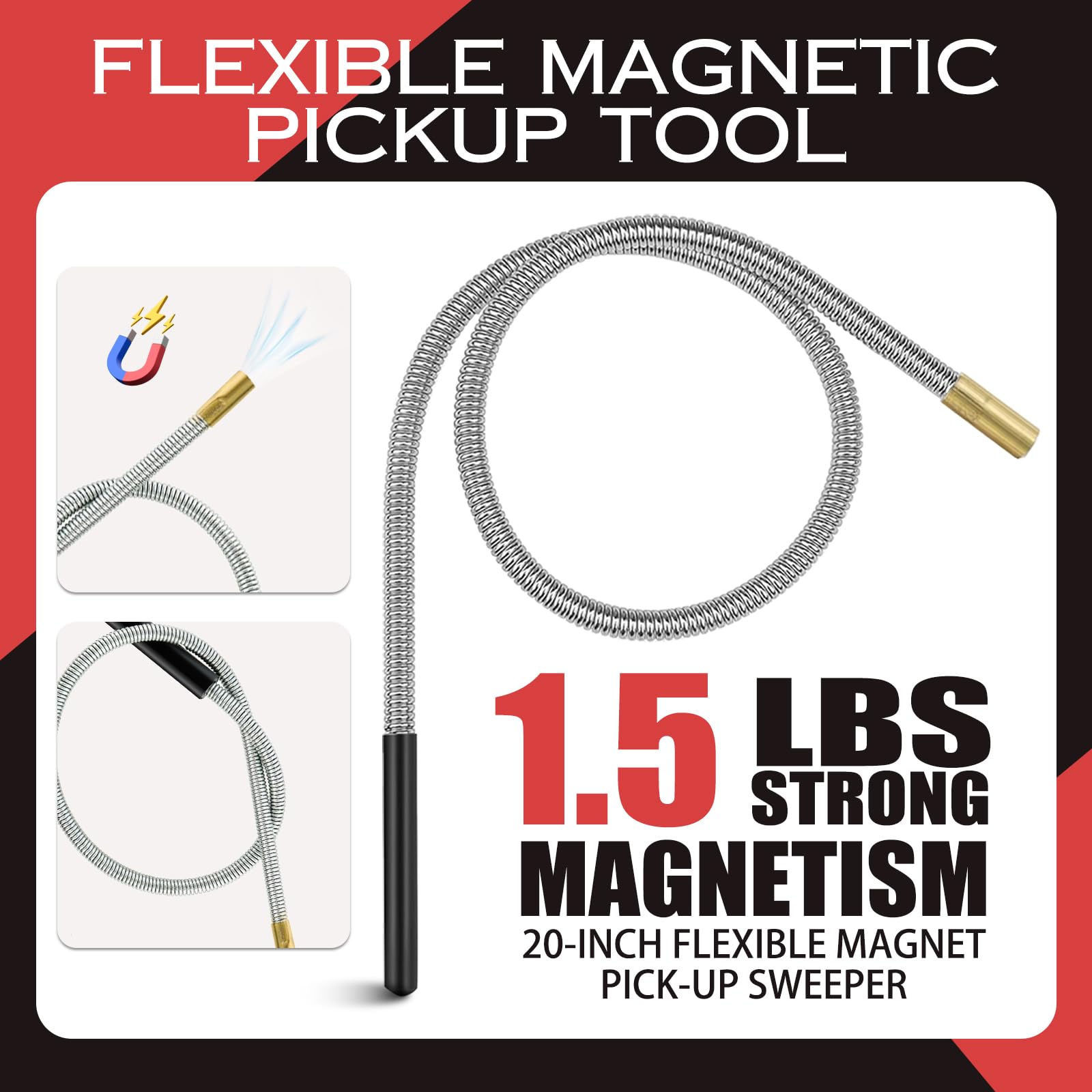 Telescopica Magnetica con Vassoio Magnetico, Calamita Telescopica Sollevatore, Asta Calamita Flessibile Sollevatore Magnetico Pinza per la Presa di Piccoli Pezzi di Auto Oggetti Metallici