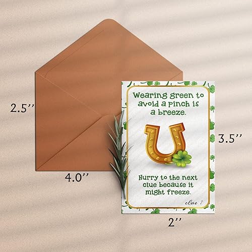 Miniatura 3 de shupai Pistas de búsqueda del tesoro del día de San Patricio (16 cartas con sobres), juegos de fiesta del día de San Patricio (XBK004E)