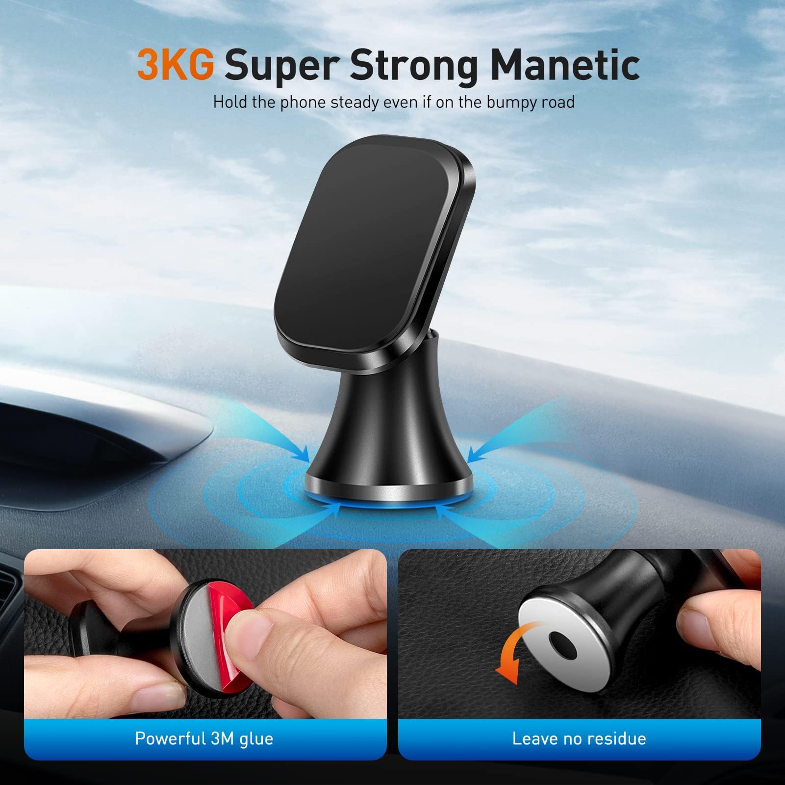 Supporto Telefono Auto Utebit Forte Supporto Magnetico Per Cellulare Da Auto UTEBIT – Regolabile 360°, Adesivo Forte, Compatibile Con Smartphone E Superfici Lisce Supporto Per Cellulare Auto