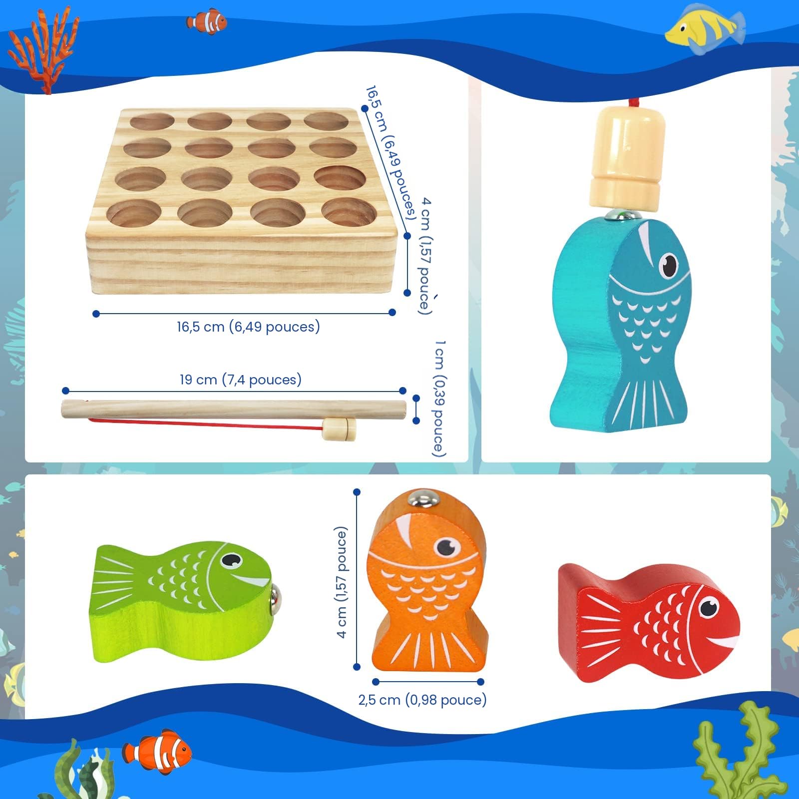 Jeu de Pêche Magnétique Montessori en Bois - Pour Les Petits