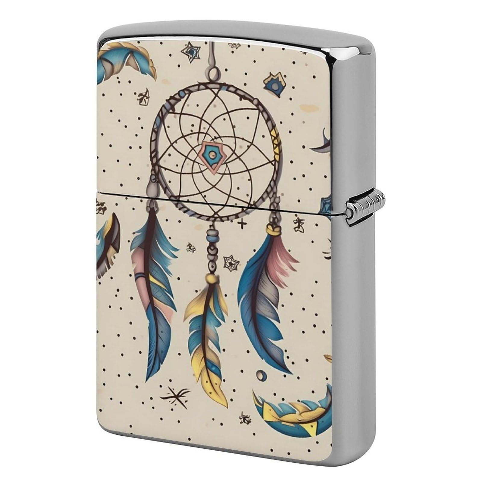 Dream Catcher and Moon Lighter Case Vintage Metal Lighter Cover Reusable Lighter Protective Sleeve Unique Design Personalized Lighter Sleeve Holder Against Dust and Scratches