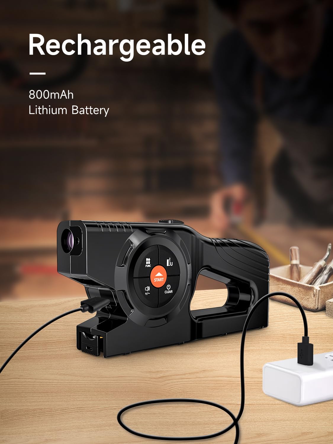 Télémètre Laser 3-en-1, Mètre Laser de 196ft/60m et Ruban à Mesurer à Verrouillage Automatique avec Affichage Numérique Instantané et Extension Laser Verte, Liste de Mesure avec Mémoire