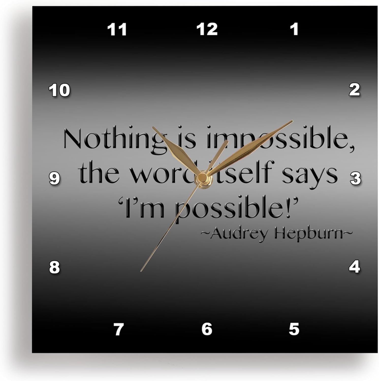 3dRose dpp_130255_2 Nothing is Impossible, The Word Itself Says 'I'm Possible'!, Audrey Hepburn Wall Clock, 13 by 13-Inch