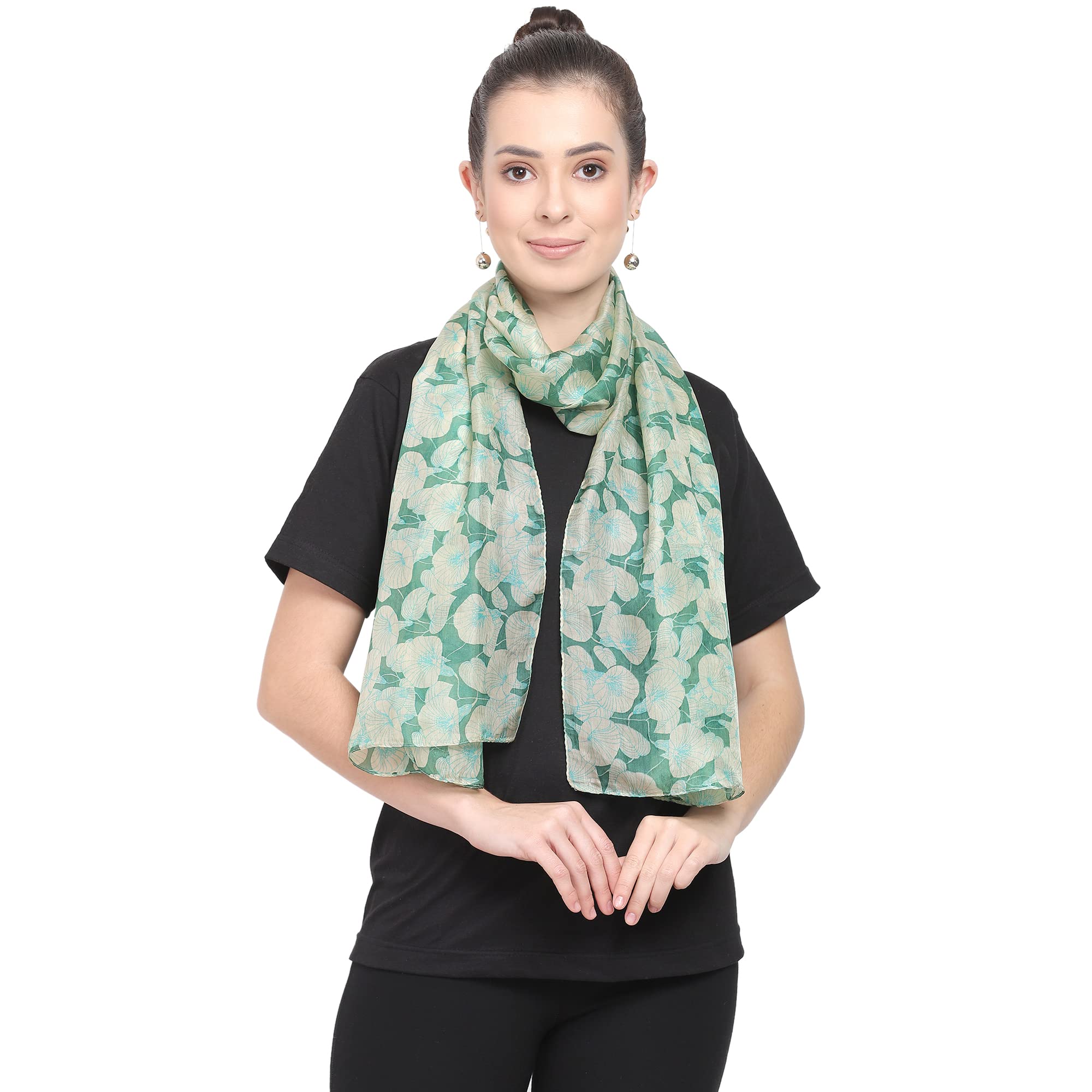 Pure Silk Light Green Printed Scarf Stole 3SILGR44-image-37