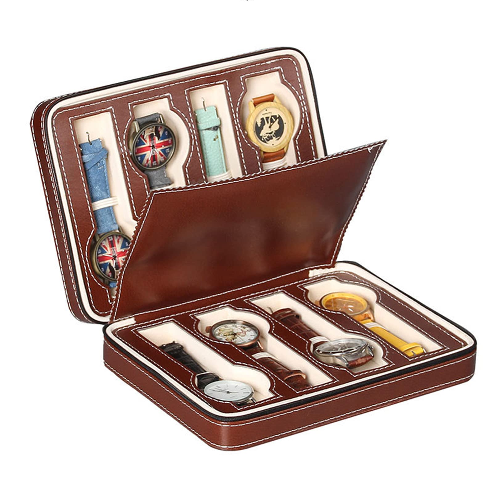 Horlogebox - horlogedoos -voor 8 horloges - massief hout - glazen
