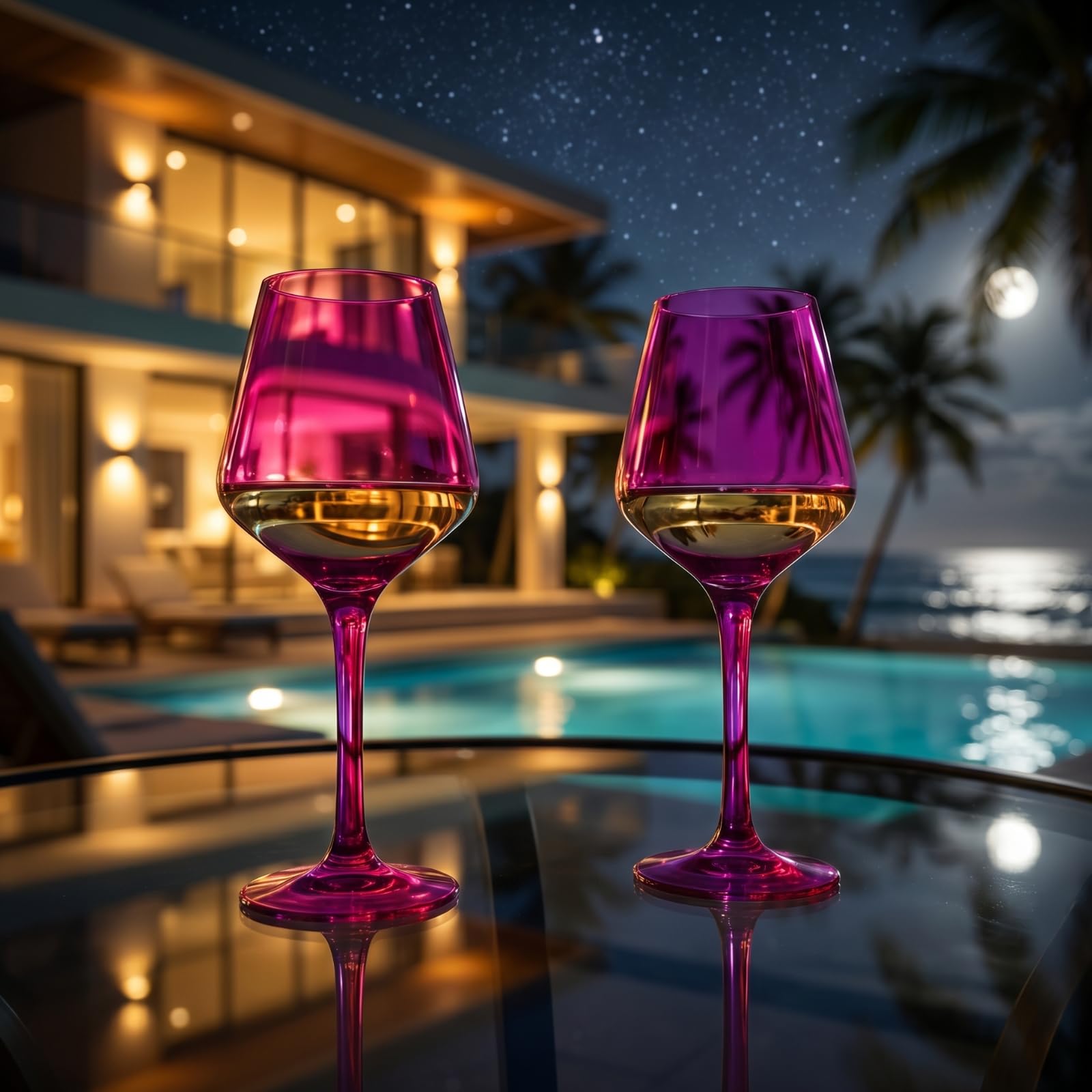 Copas de vino irrompibles de color rosa intenso, flotantes para piscina, juego de 2, vasos Tritan, irrompibles de color magenta y rosa rubor clásico, vasos inastillables de plástico sin BPA, rojo y