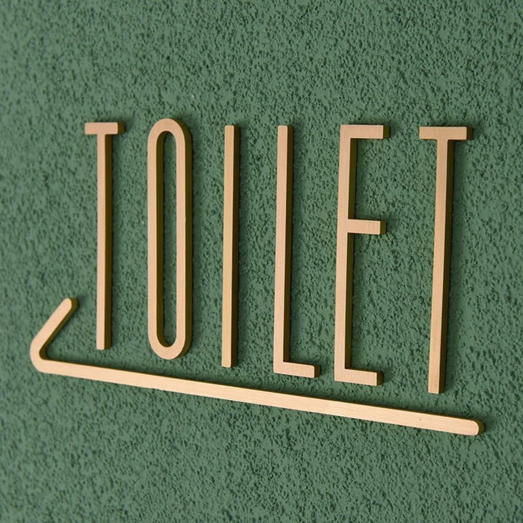 Restroom Sign Self Adhesive Bathroom Signage Brass Solid Toilet Door