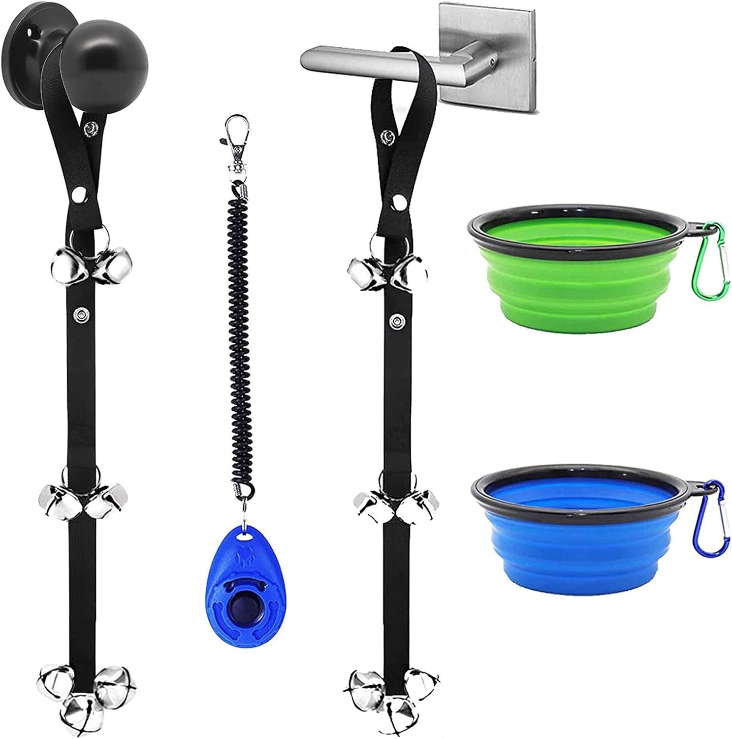 WOHENI Dog Doorbells for Potty Training, Adjustable Potty Dog Bells Pet Bells for Door Knob, Puppy Training, Housebreaking, Go Outside-Potty, and Extra Loud Bells (2 Black)
