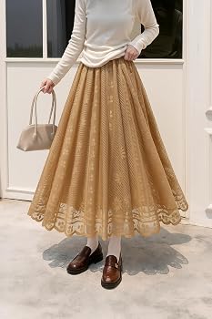Buy CRAMPLE®Elegant Lace Maxi Skirt, High Waist A-Line, Floral