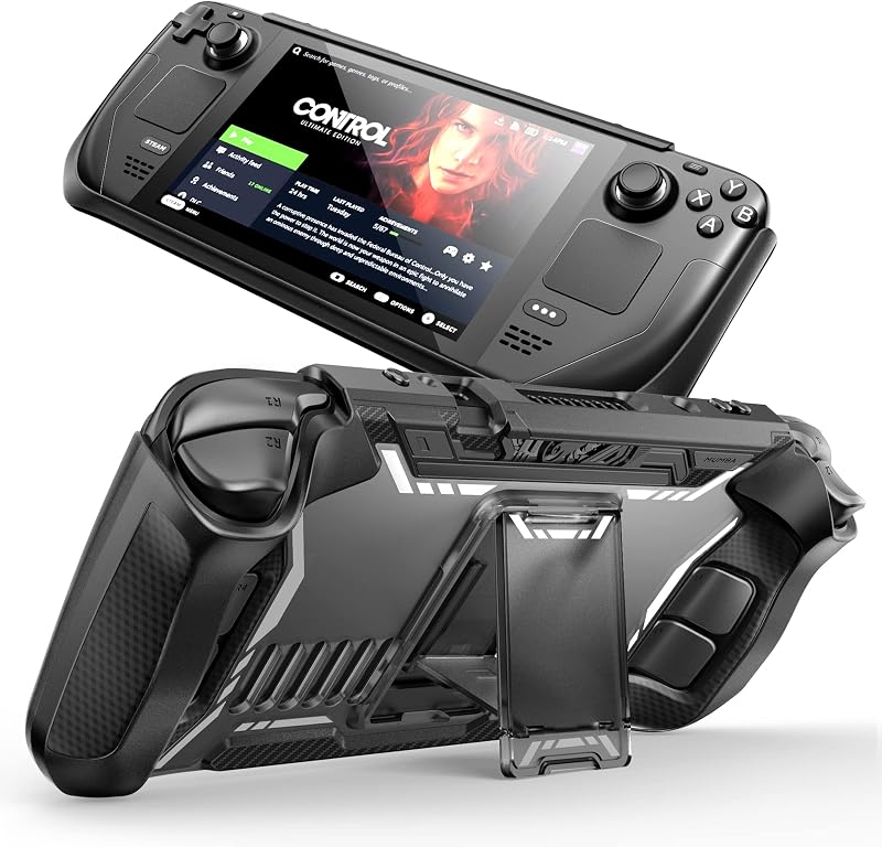 Blade Series Case for Steam Deck / Steam Deck OLED with Kickstand, TPU Grip Shock Protective Cover Accessories, Heat Dissipation Friendly, Anti-Slip & Anti-Scratch Protector (Black)