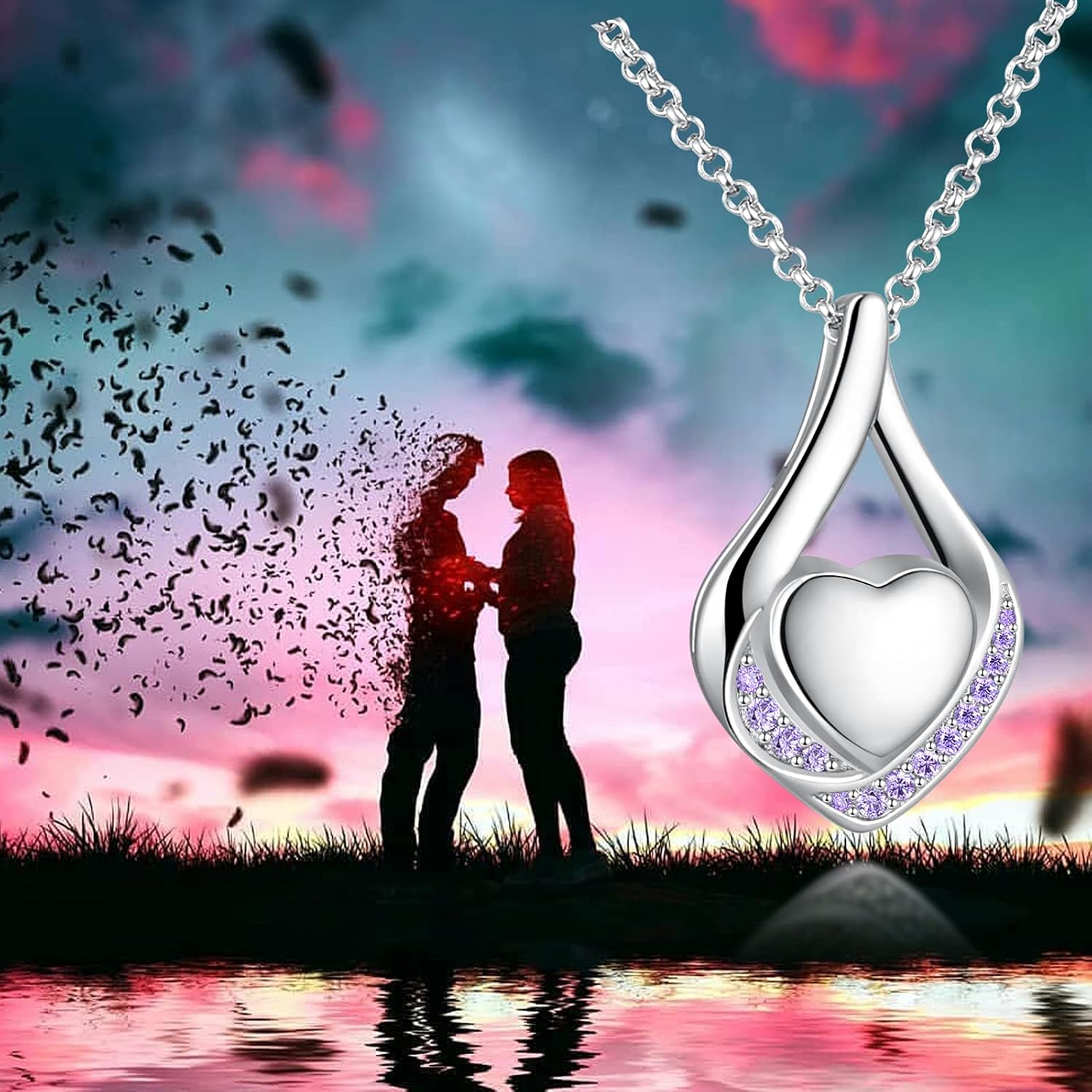 Cremation Jewelry 925 Sterling Silver Teardrop Urn Necklace for Ashes Heart Shape Memorial Keepsake Pendant for Human Ashes for Women Gift - Image 6