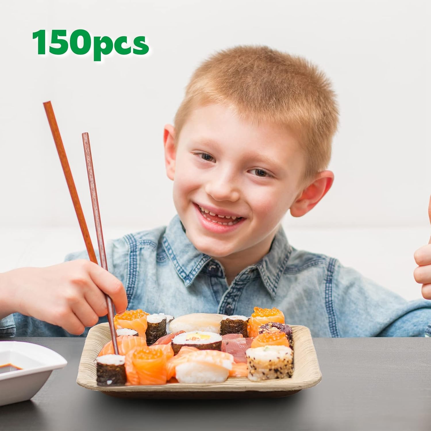 150 Pcs 6 Inch Palm Leaf Square Bamboo Plates Disposable Wood Dinnerware Set Leaf Plates for Weddings Catering Events Birthday Summer Party