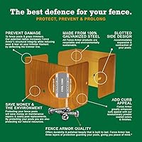 Vista 5 de Fence Armor Protector de poste de acero galvanizado 1 par de 3.5 x 3.5 x 3 pulgadas (arcilla) Protección contra podadoras de cuerda y daños