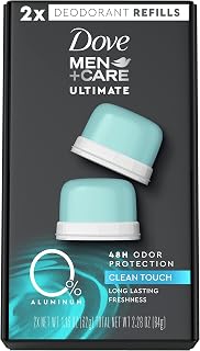 Dove Men+Care Deodorant Refill 0 percent Aluminum Clean Touch Aluminum Free Deodorant 1.13 Ounce (Pack of 2)