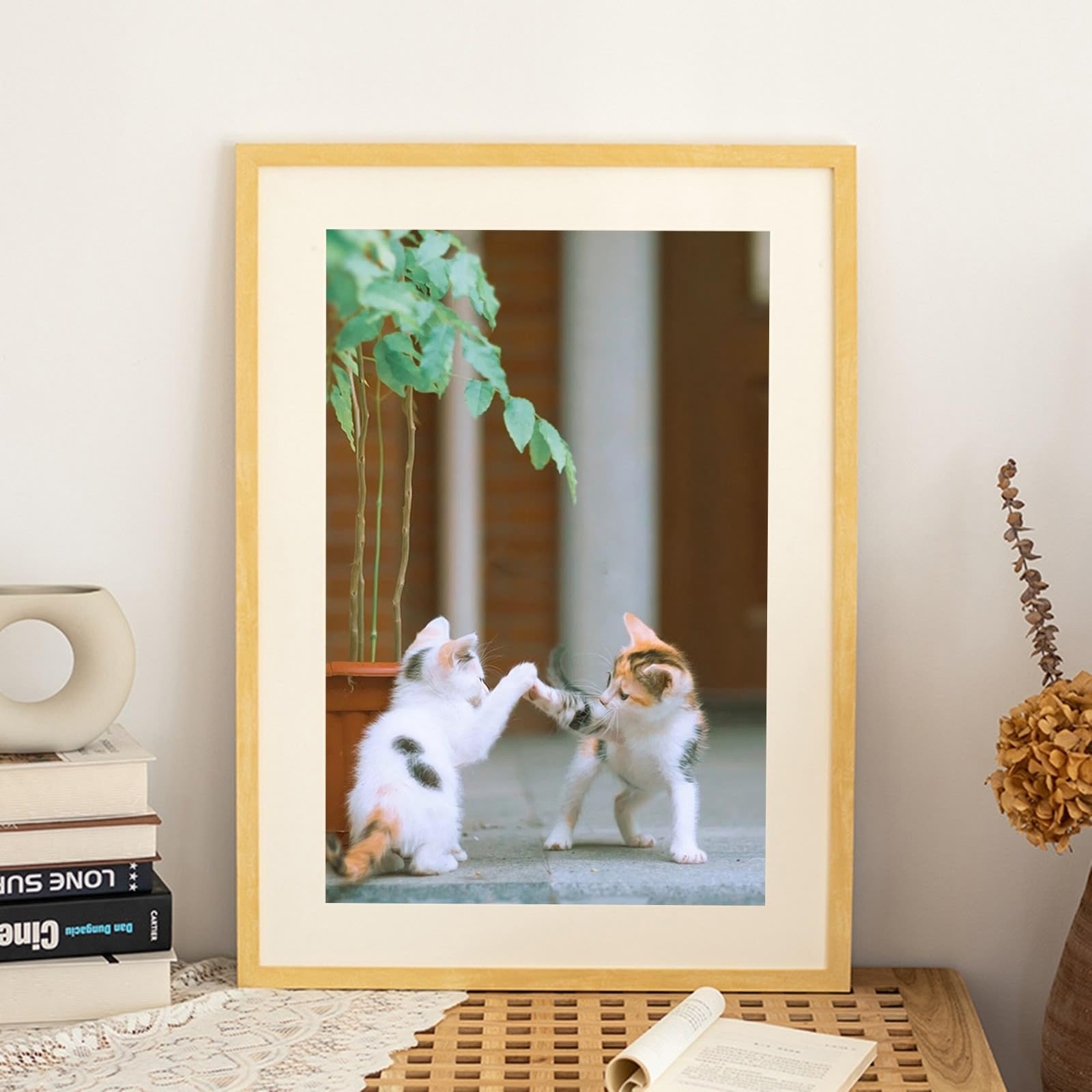 A4 Bilderrahmen Holz, Rechteck Doppelte Öffnung, Faltbar Bilderrahmen 21.08X29.72cm Wand Picture Frame für Fotos, Bilder, Poster Vertikal Anzeige