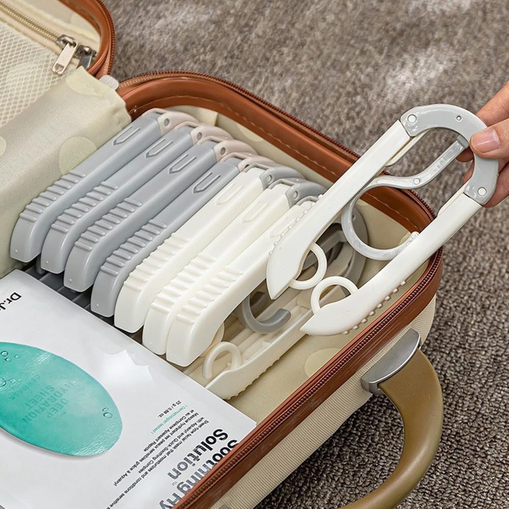 Faltbare Kleiderbügel Ausziehbare Tragbare Reise-Kleiderbügel mit Haken rutschfeste Reisebügel Platzsparend Kunststoff Bügel für Zuhause Hotel Reisen Outdoor Camping Grau-weiß 30 Stück