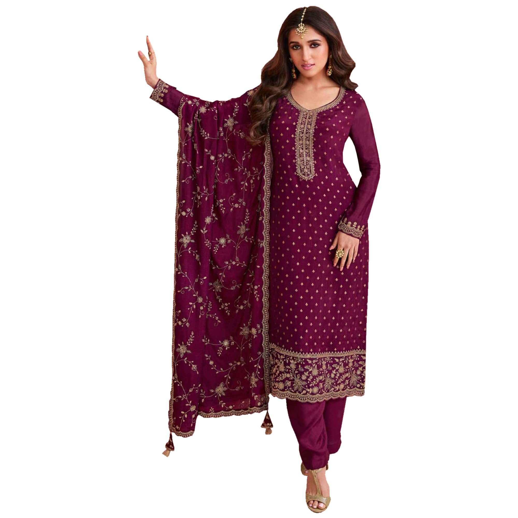 Indian Wear Straight Palazzo Pant Salwar Kameez Georgette Designer Wedding Ready To Wear Suit for women