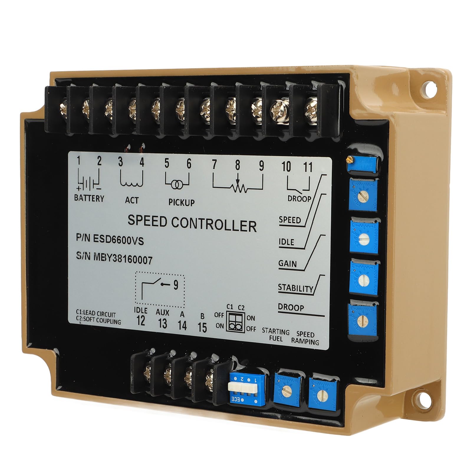 Velocidad electrónica Gobernador ESD6600VS Protección de Voltaje inverso Generador Controlador de Velocidad del Motor 12-24 VDC