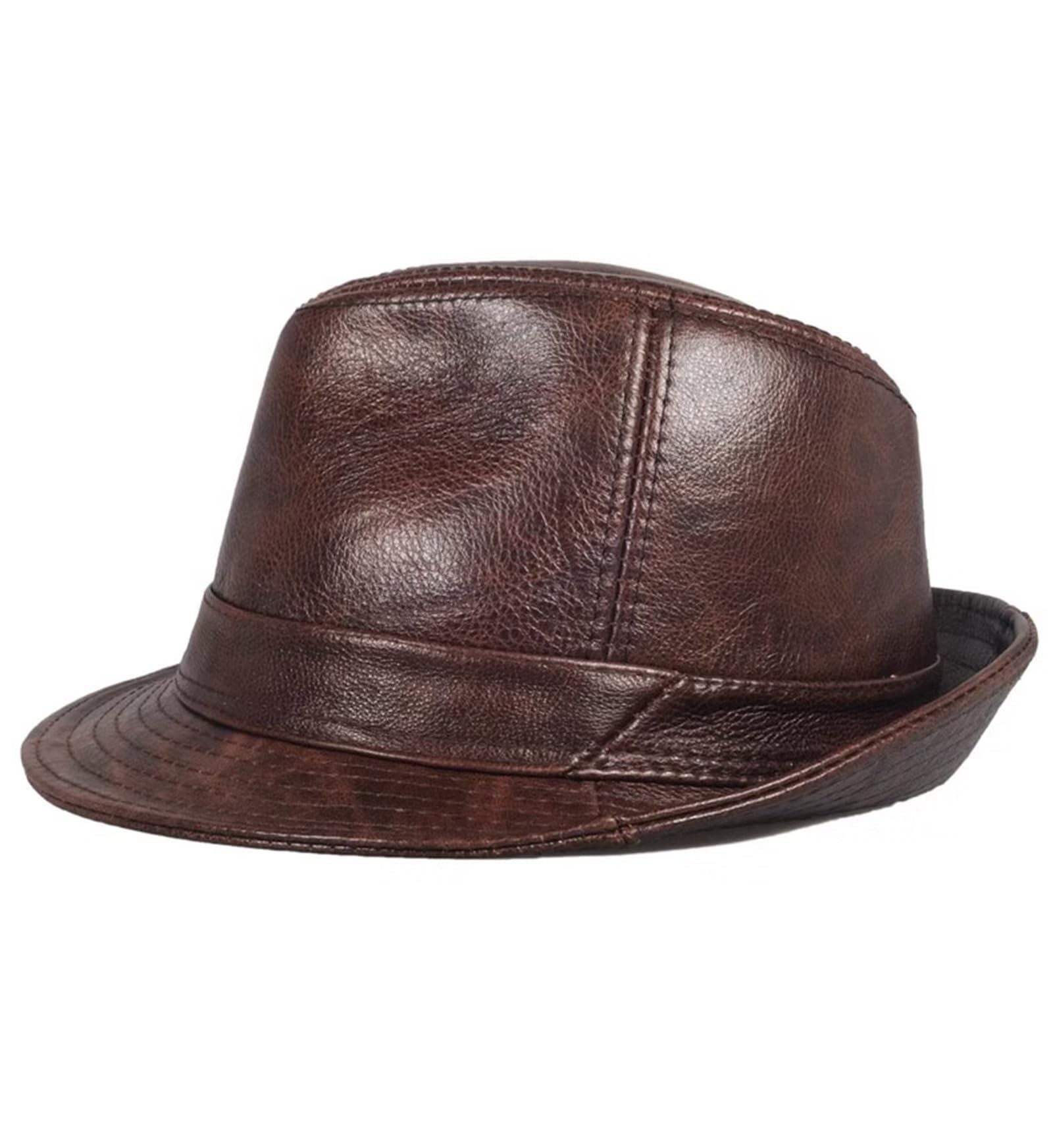 Elegante Sombrero de Fieltro de Piel sintética/Sombrero Panamá, Unisex, marrón - 3XL