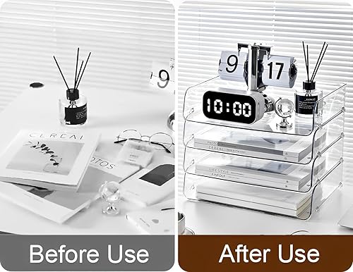 Miniatura 3 de Gagee Paquete de 4 organizadores de papel para escritorio, bandeja de papel apilable para aula, oficina y más, organizador de escritorio con bandeja