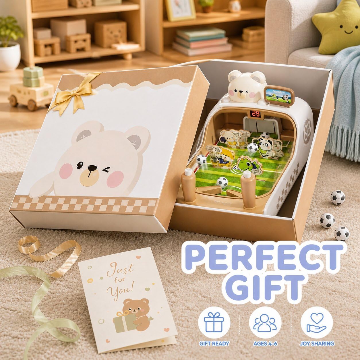 Futbolín Mesa Interactivo Niños - Mini Futbolín Interactivo con Marcador Electrónico - para Regalo